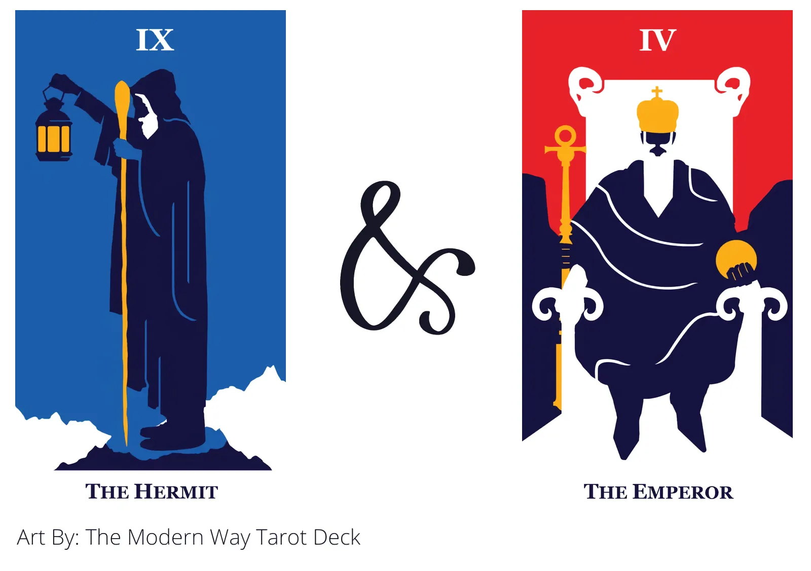 the hermit and the emperor tarot cards together