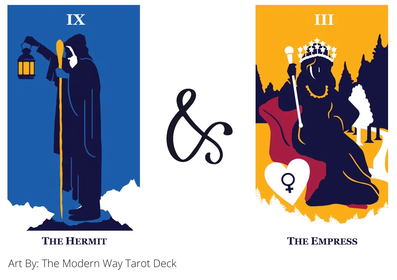 the hermit and the empress tarot cards together
