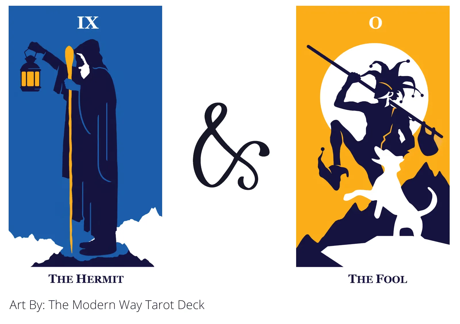 the hermit and the fool tarot cards together