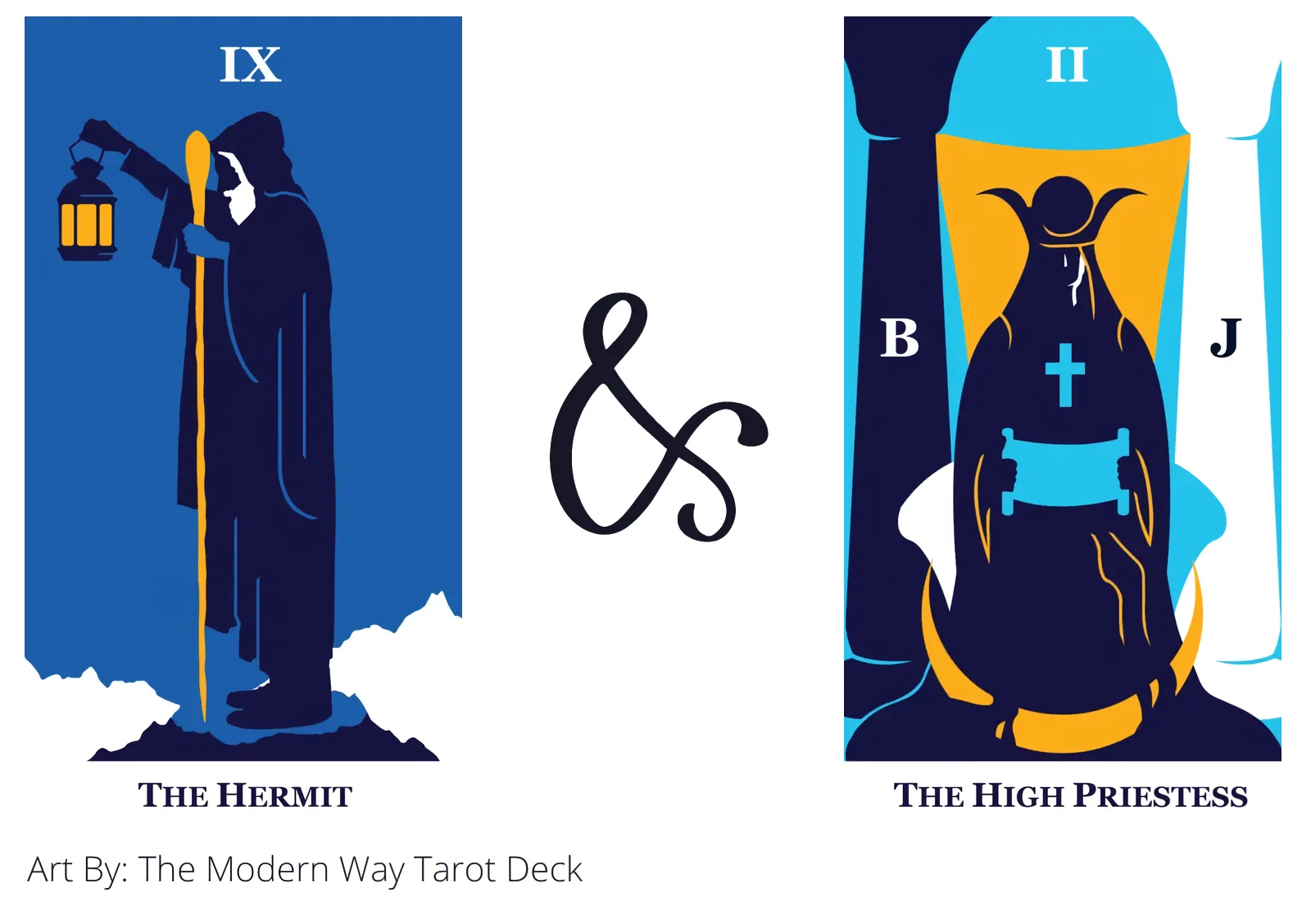the hermit and the high priestess tarot cards together