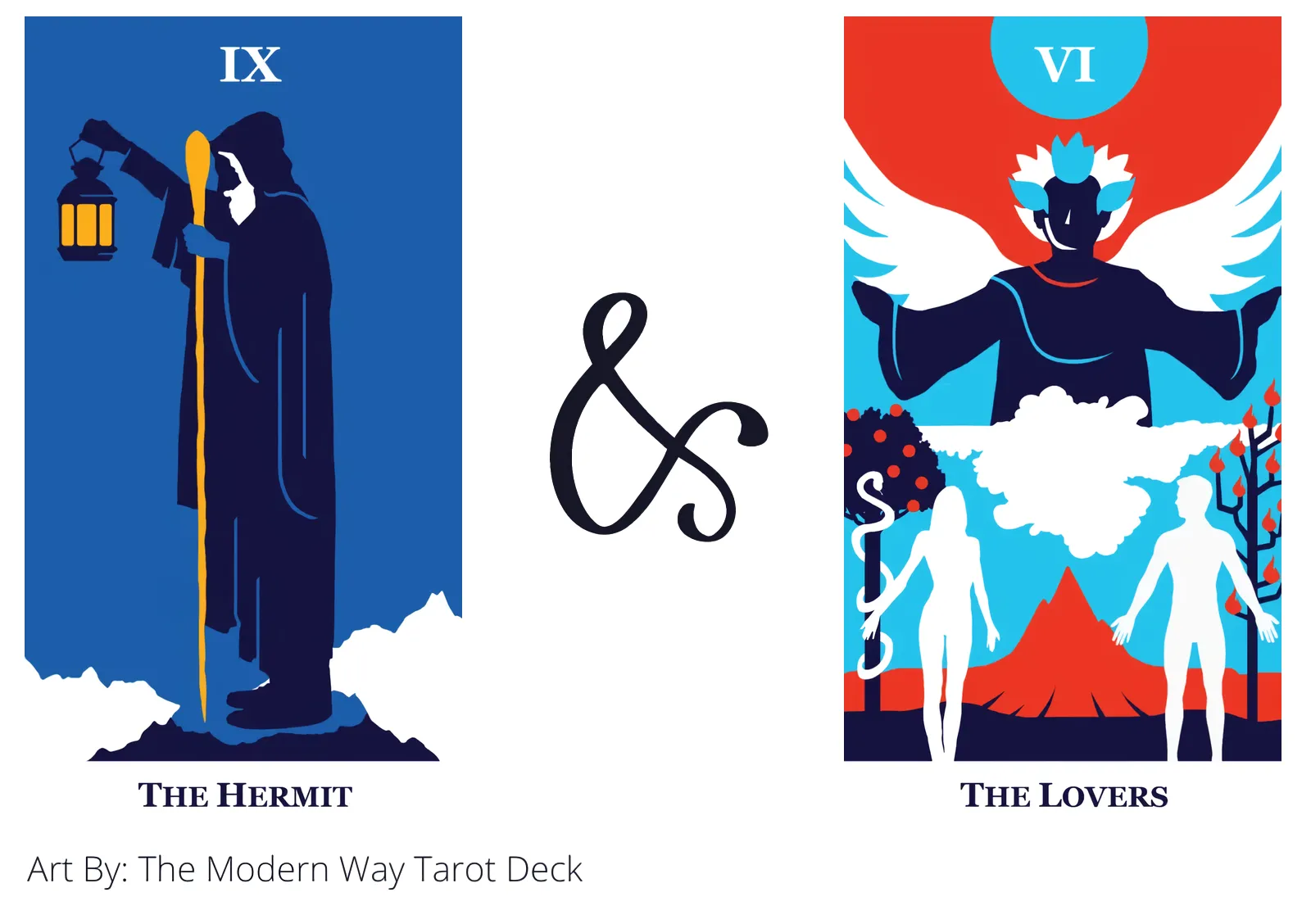the hermit and the lovers tarot cards together
