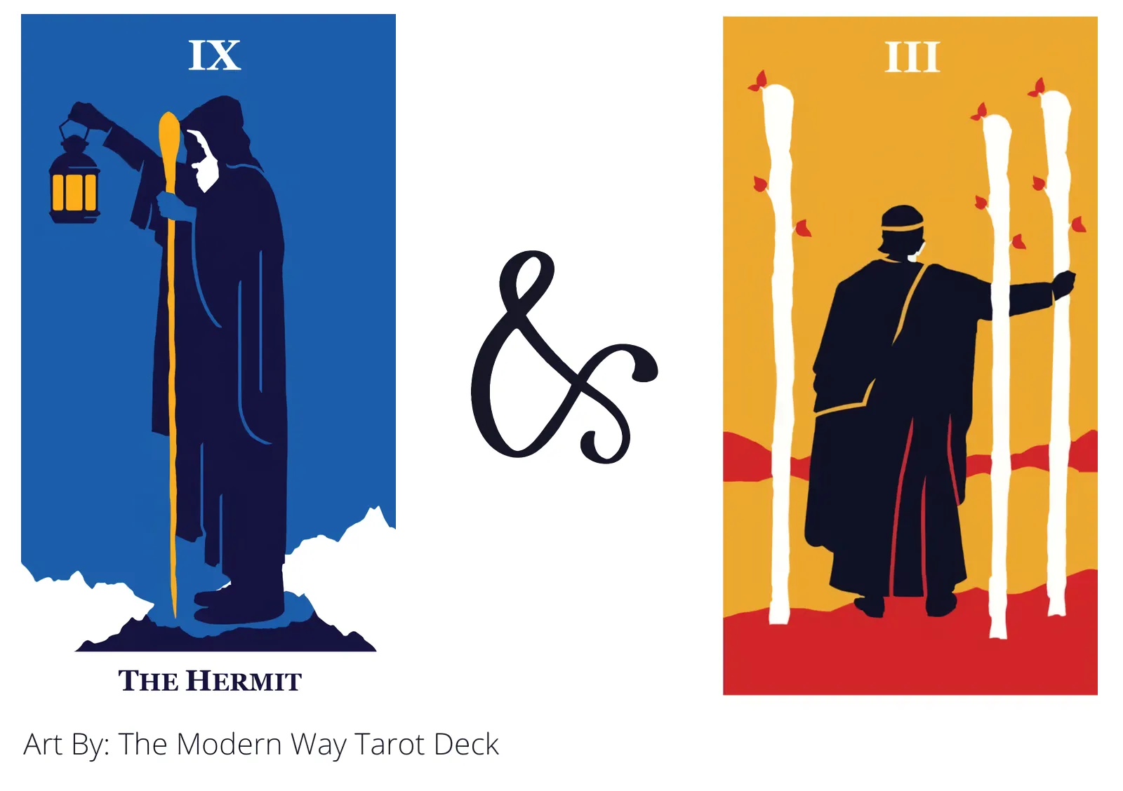the hermit and three of wands tarot cards together