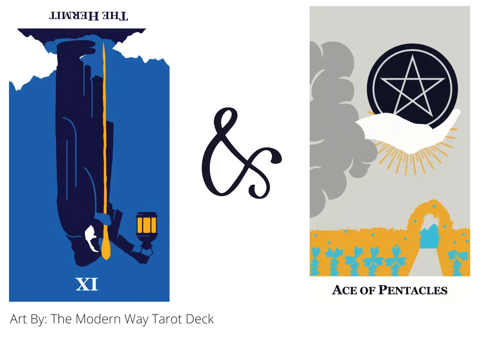 the hermit reversed and ace of pentacles tarot cards together