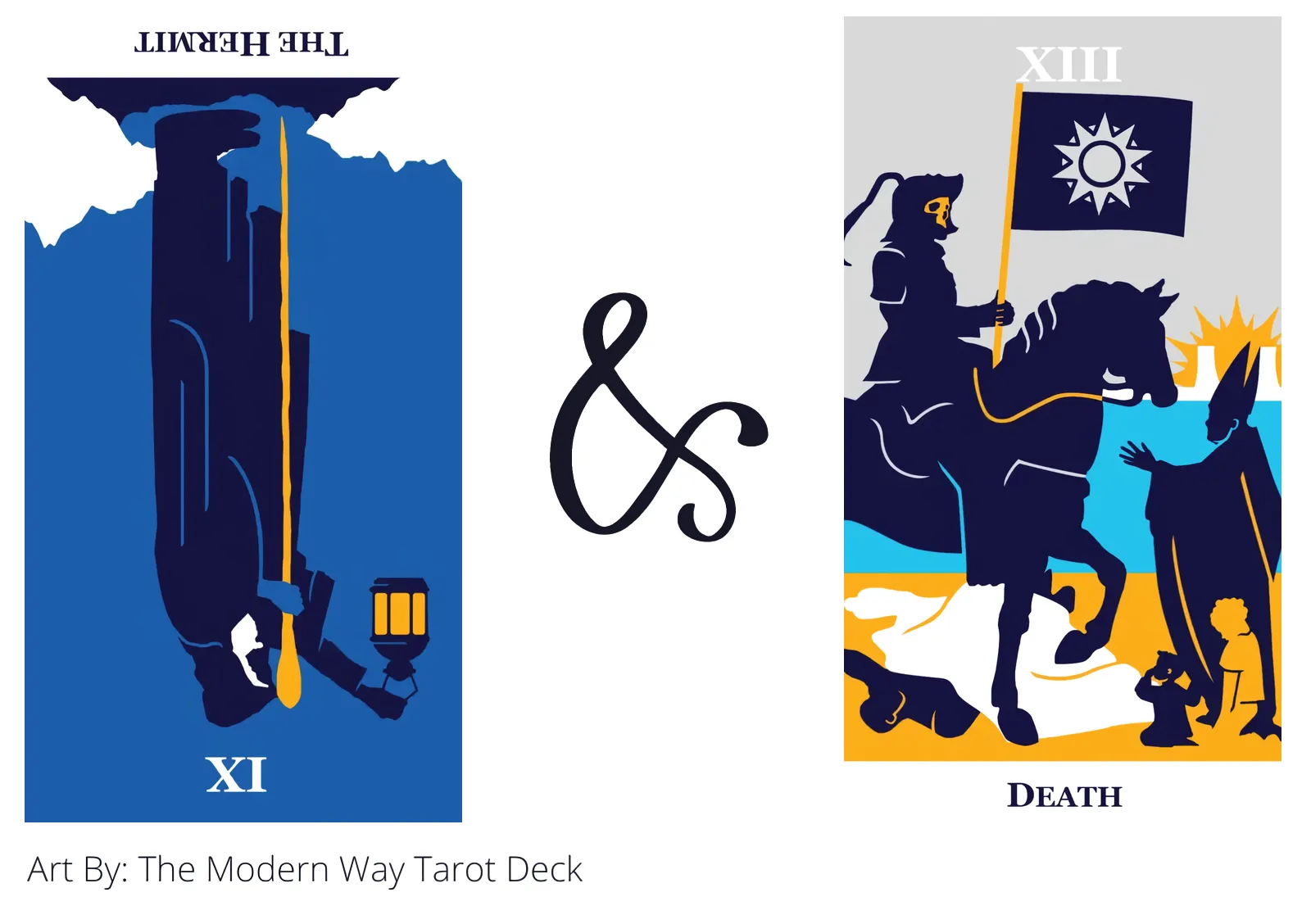 the hermit reversed and death tarot cards together