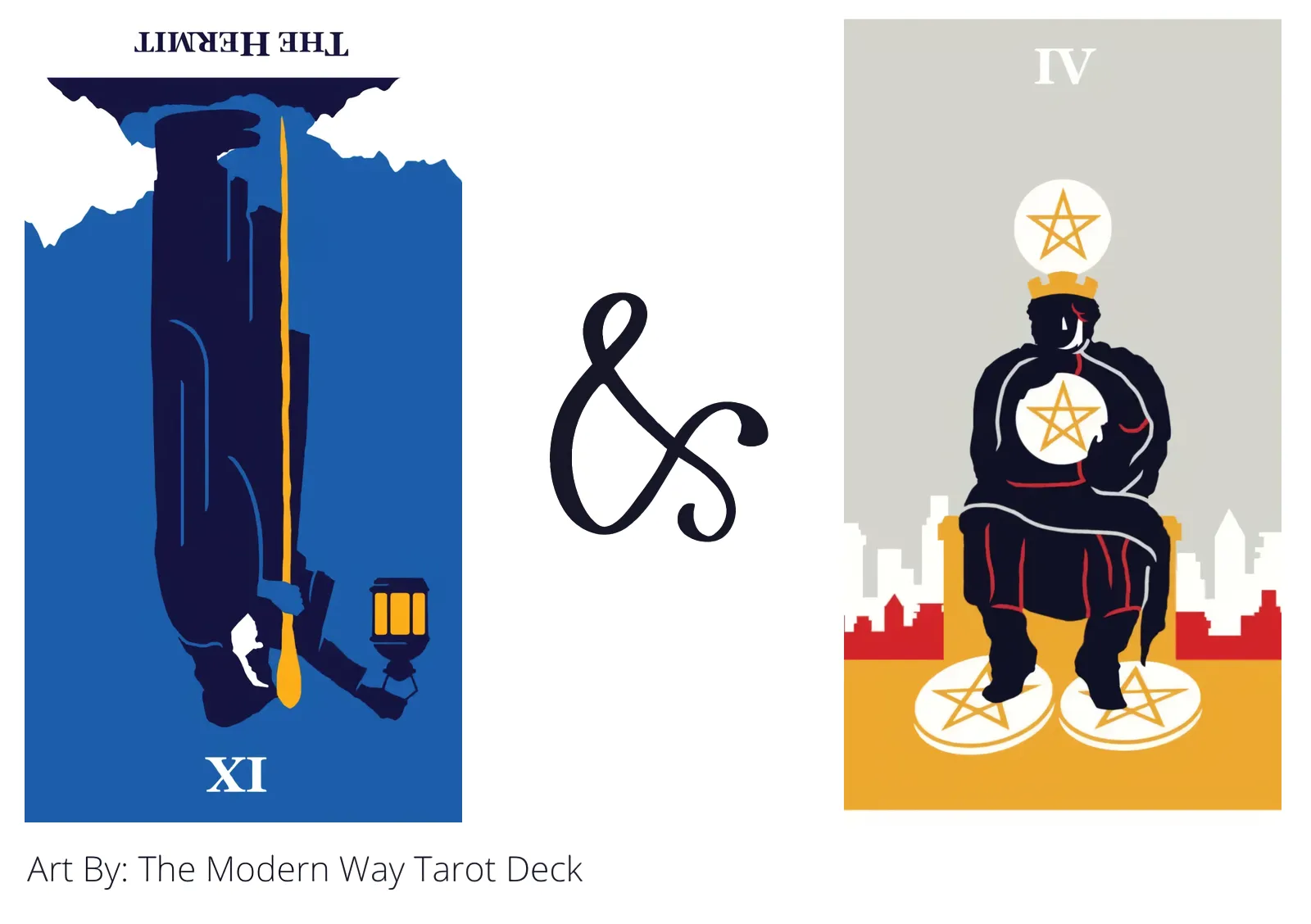 the hermit reversed and four of pentacles tarot cards together