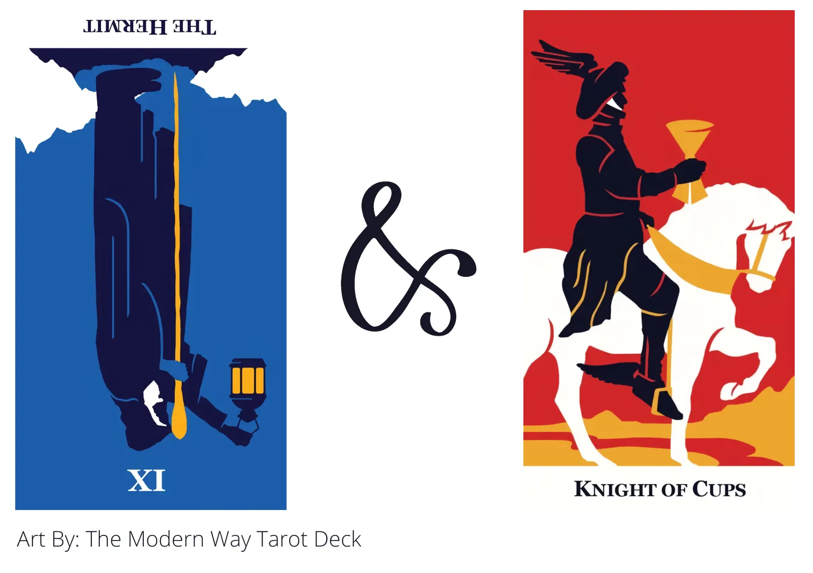 the hermit reversed and knight of cups tarot cards together