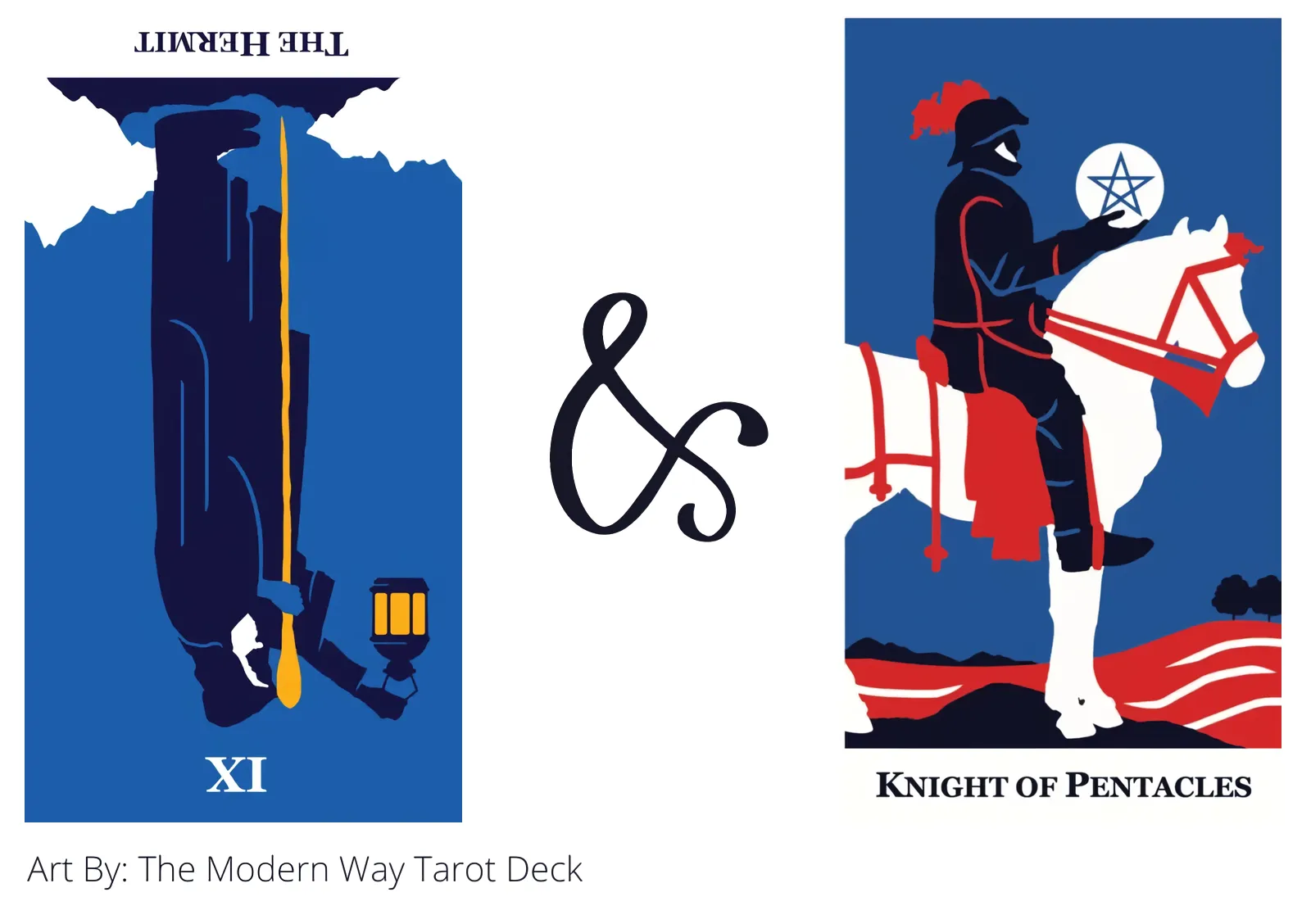 the hermit reversed and knight of pentacles tarot cards together