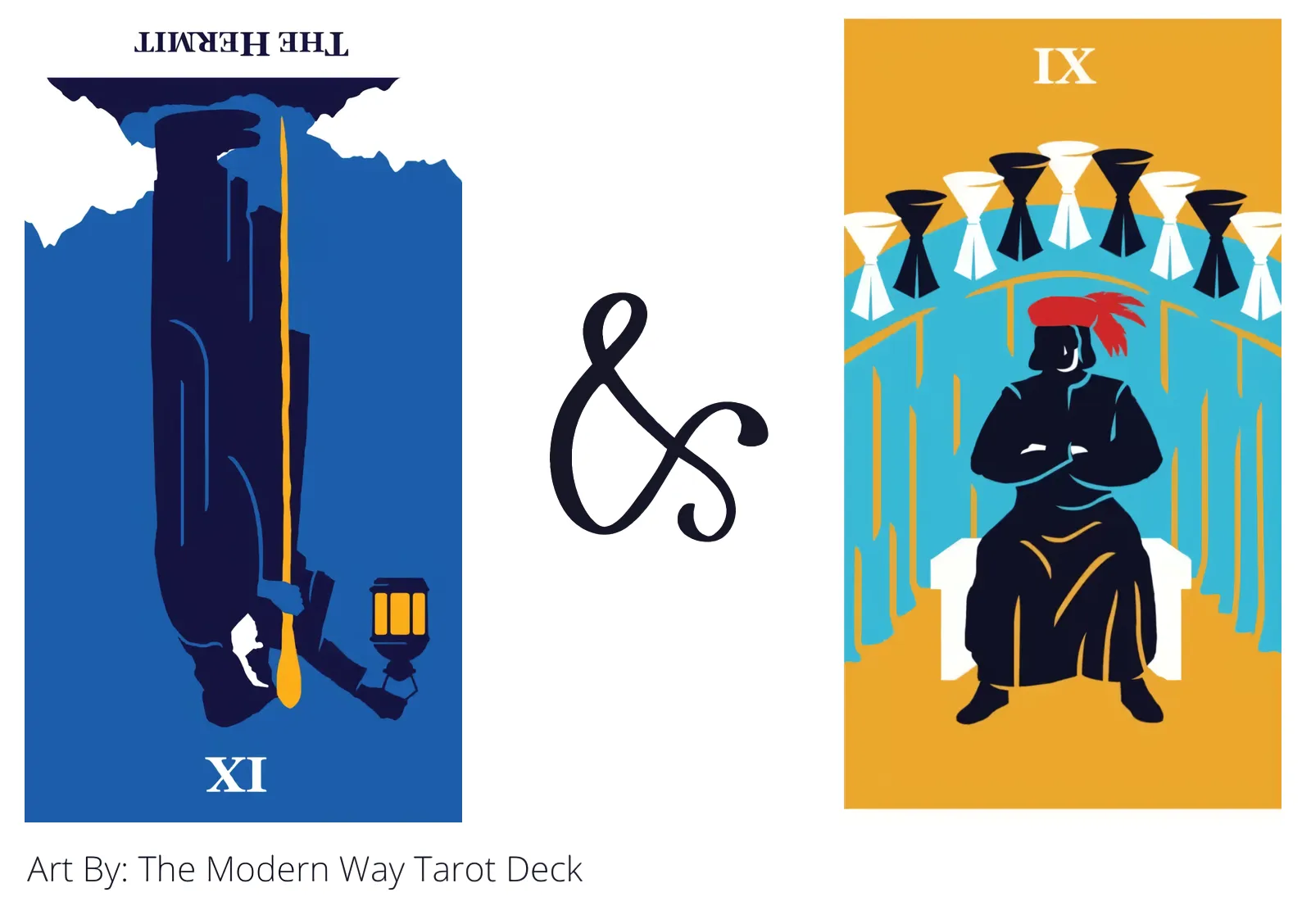 the hermit reversed and nine of cups tarot cards together