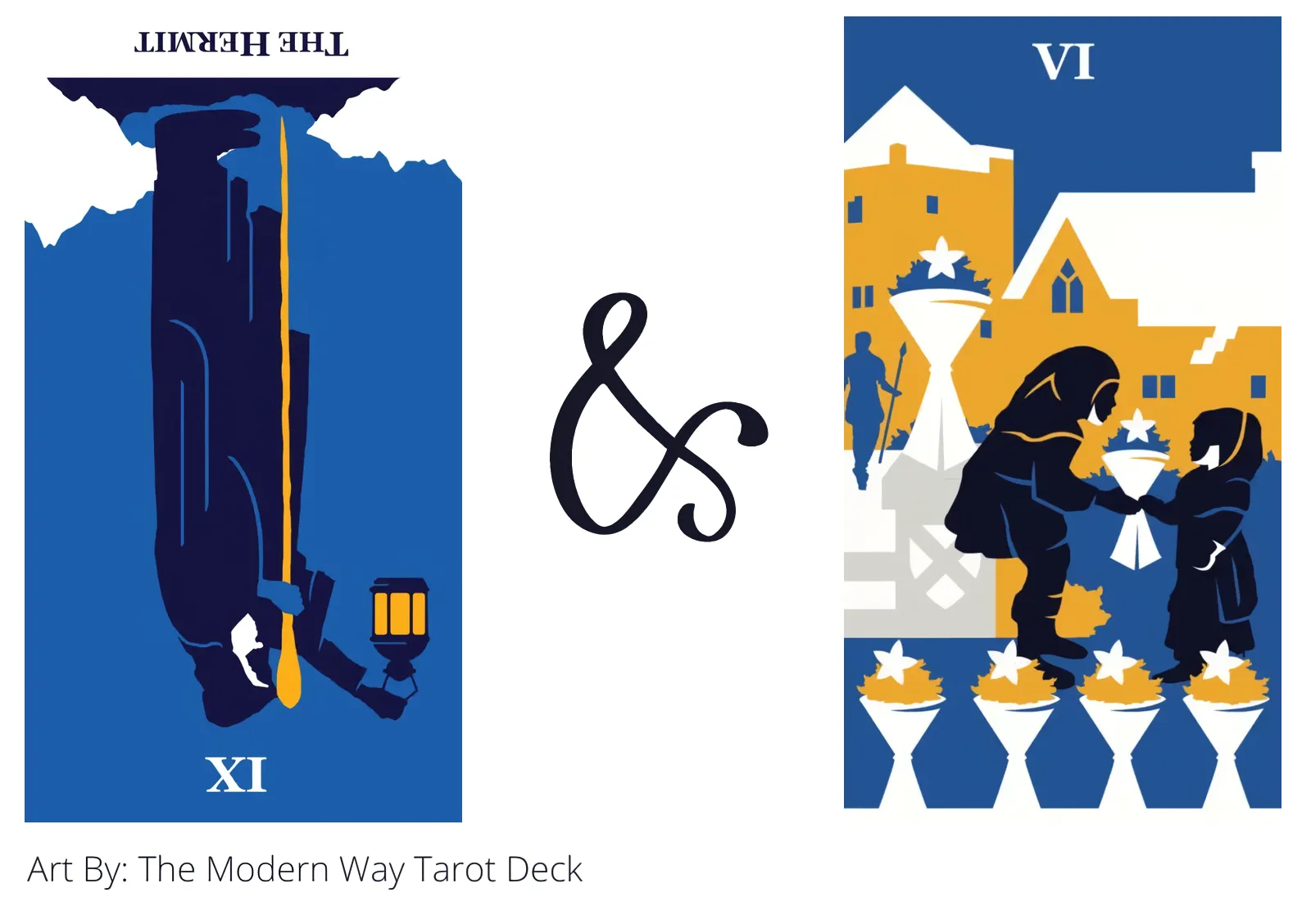 the hermit reversed and six of cups tarot cards together