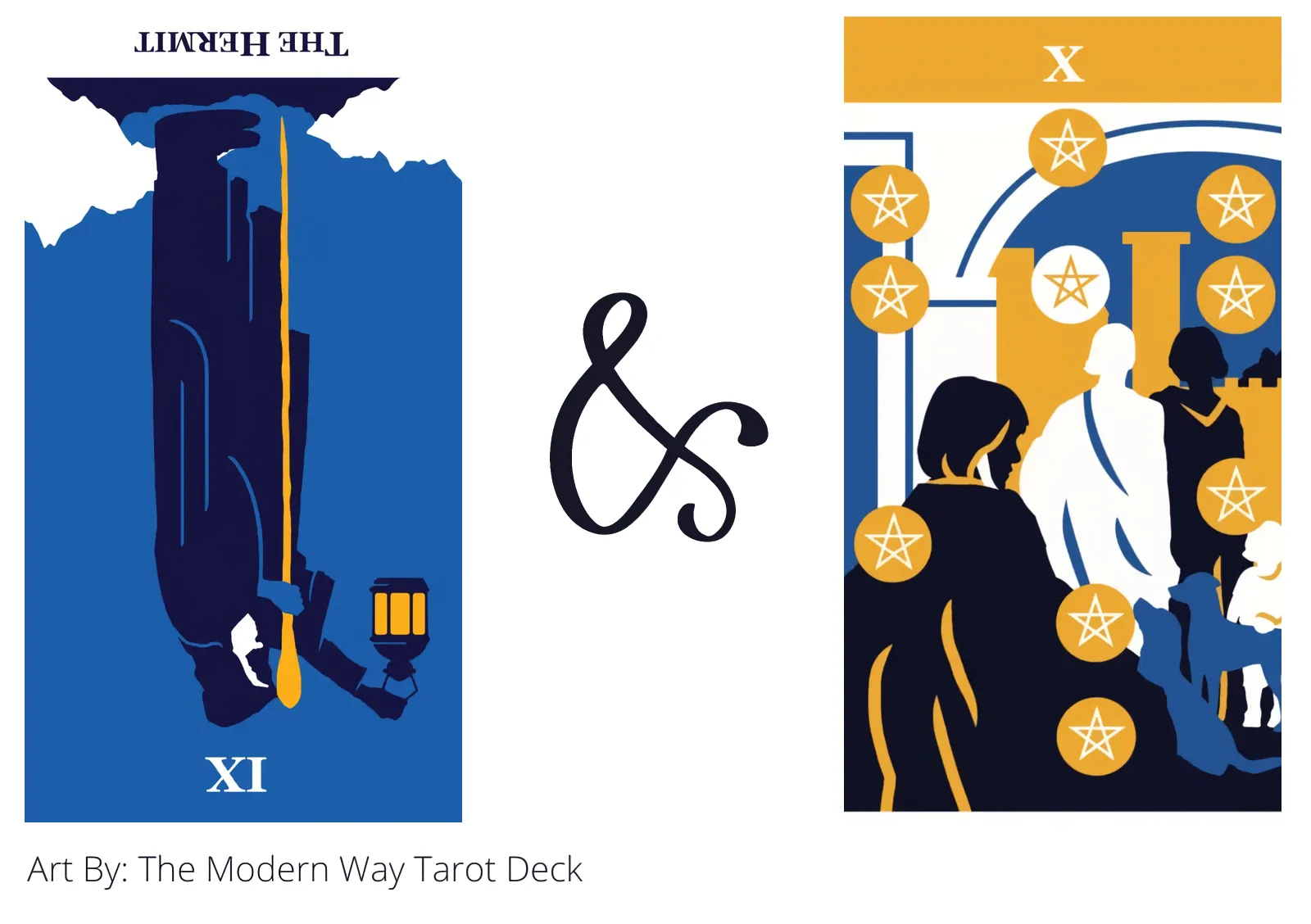 the hermit reversed and ten of pentacles tarot cards together
