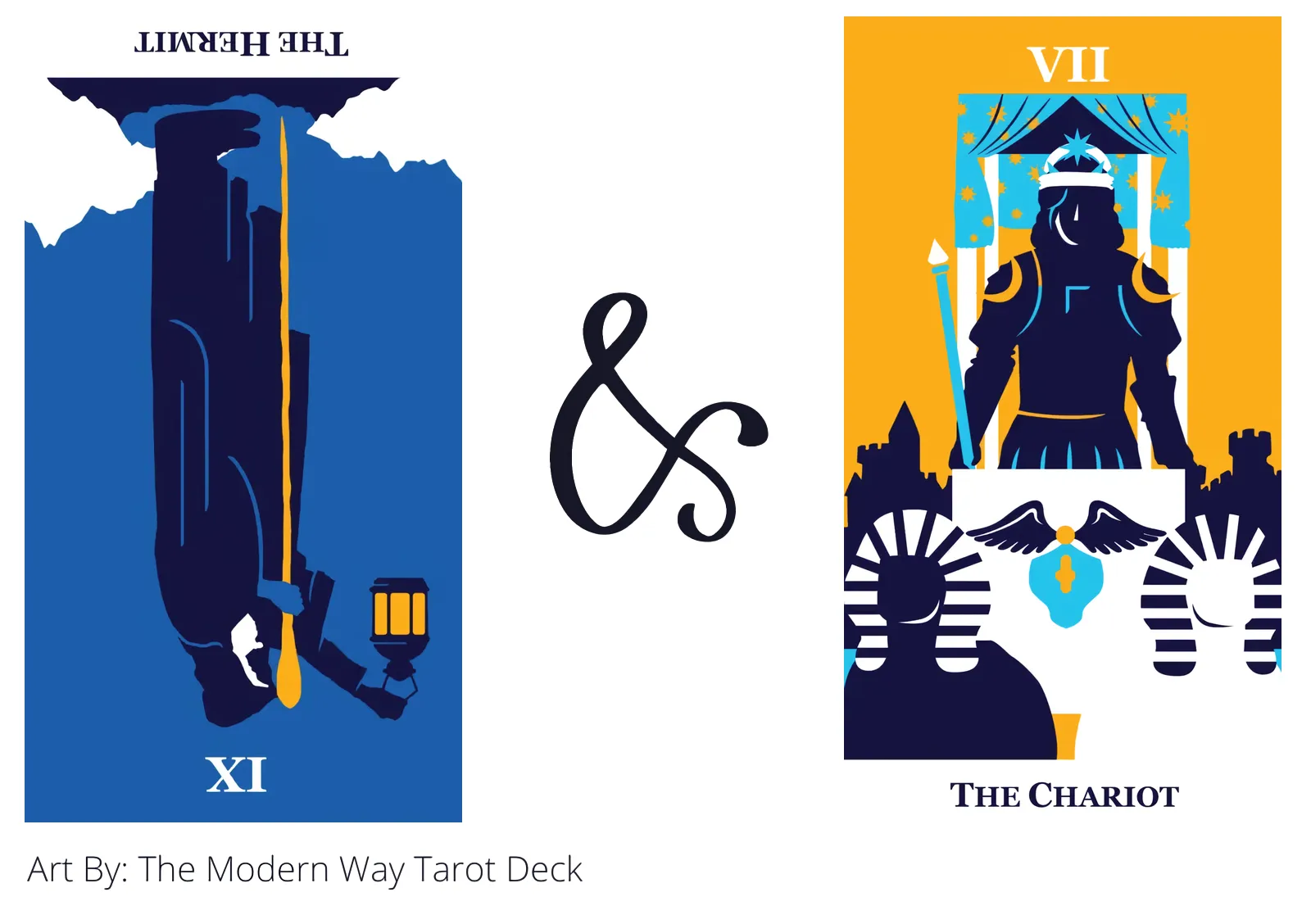 the hermit reversed and the chariot tarot cards together