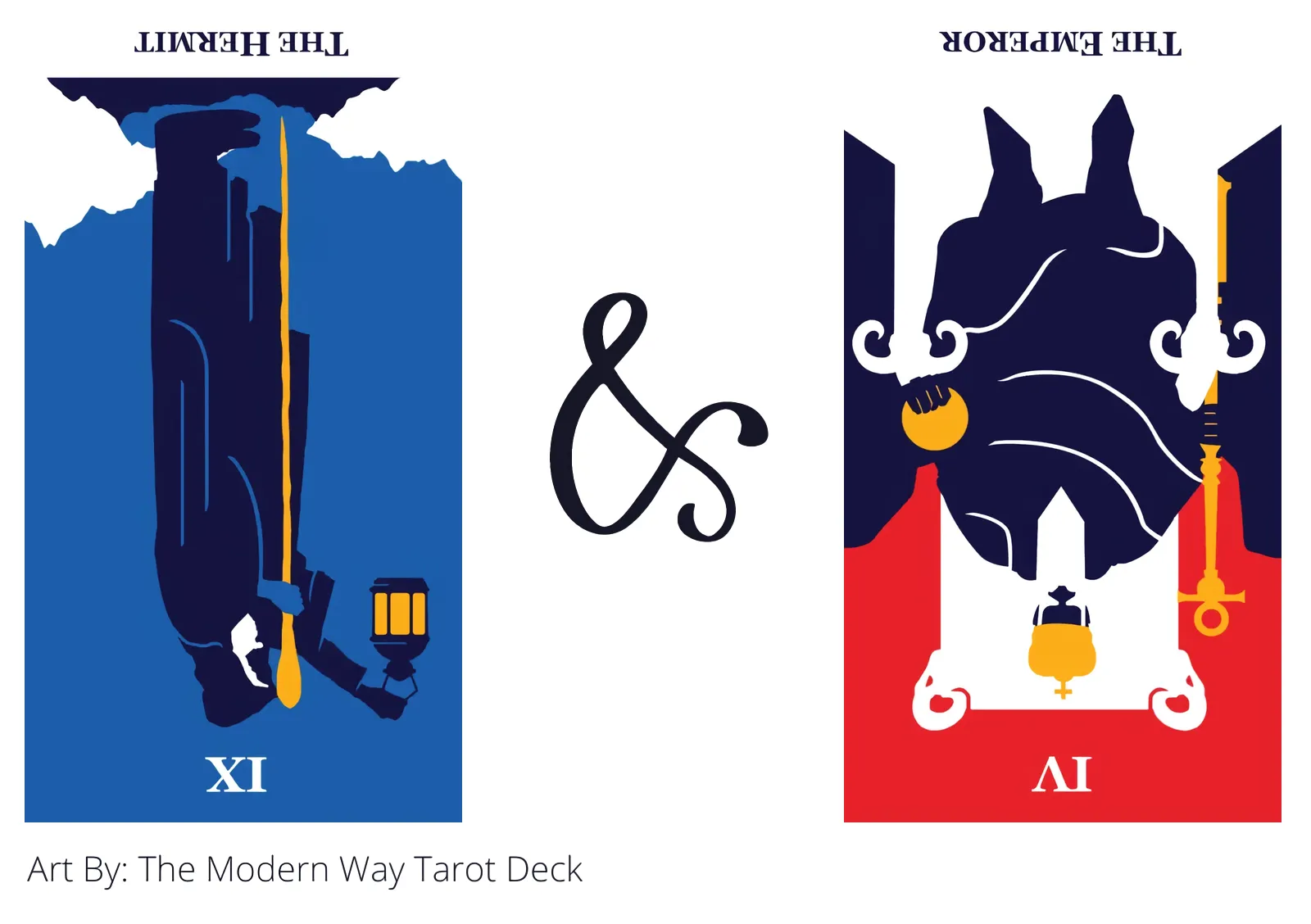 the hermit reversed and the emperor reversed tarot cards together