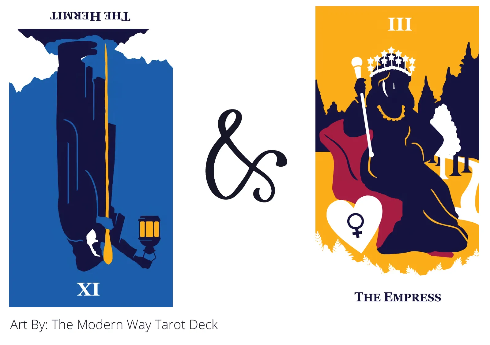 the hermit reversed and the empress tarot cards together