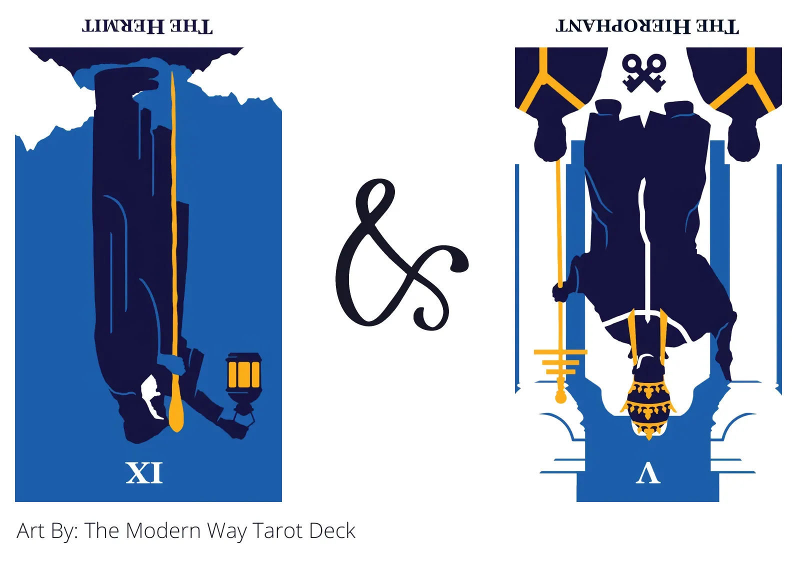 the hermit reversed and the hierophant reversed tarot cards together
