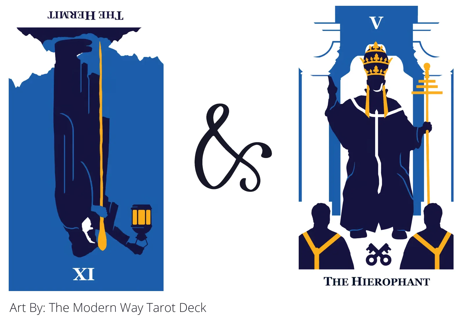 the hermit reversed and the hierophant tarot cards together