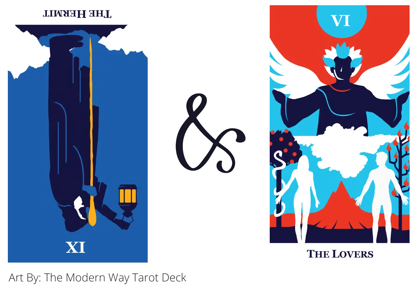 the hermit reversed and the lovers tarot cards together
