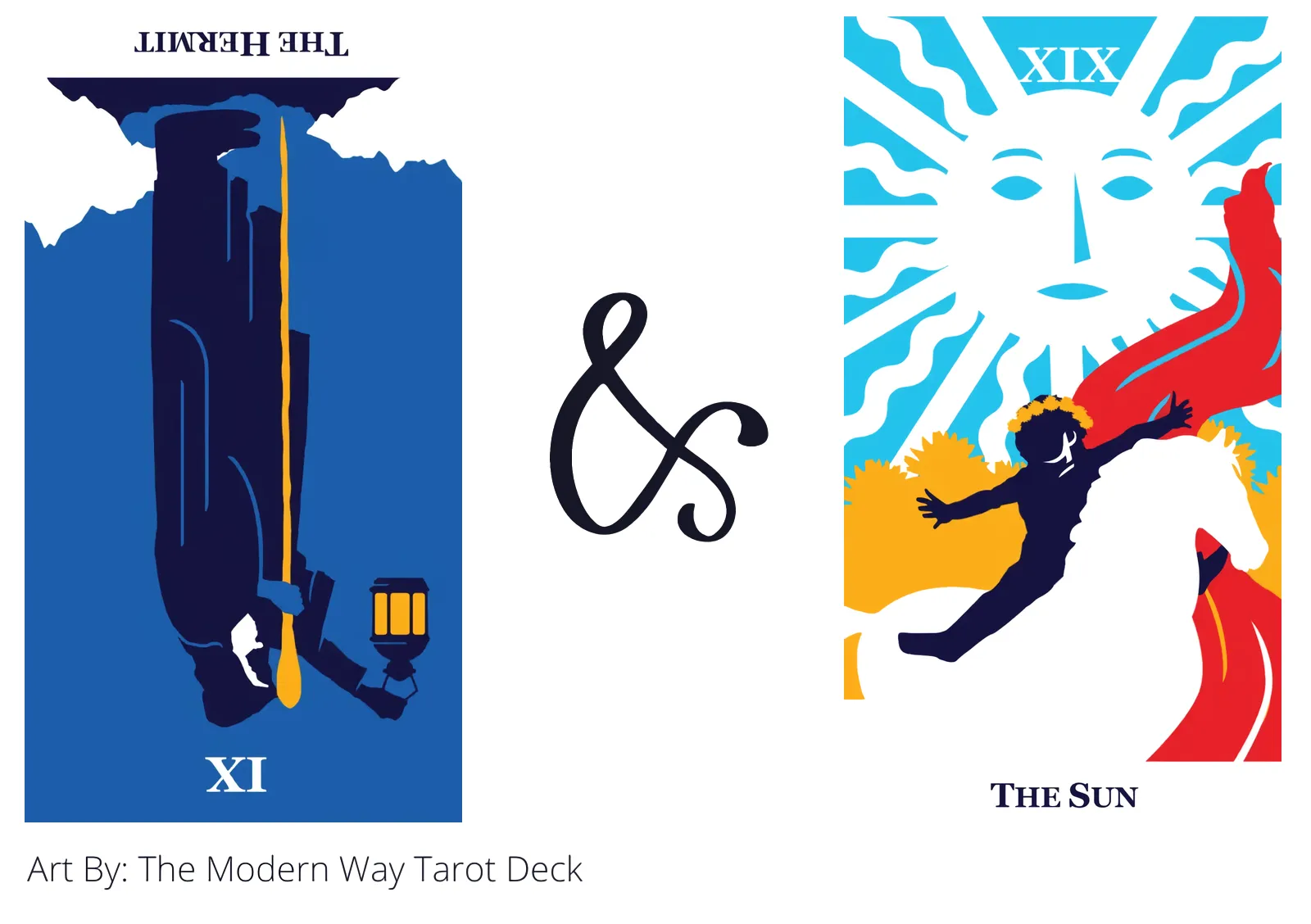 the hermit reversed and the sun tarot cards together