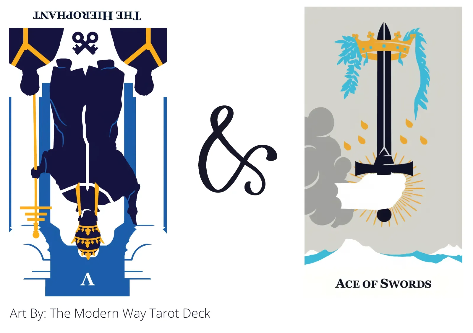 the hierophant reversed and ace of swords tarot cards together
