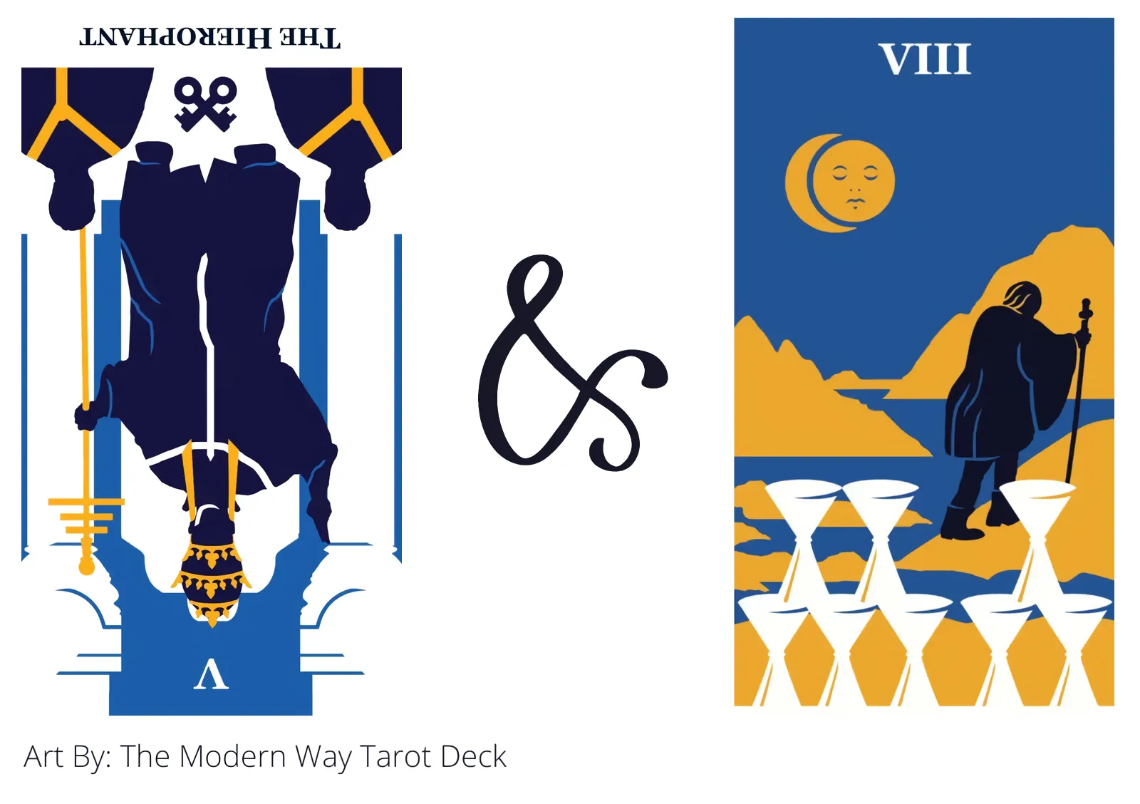 the hierophant reversed and eight of cups tarot cards together