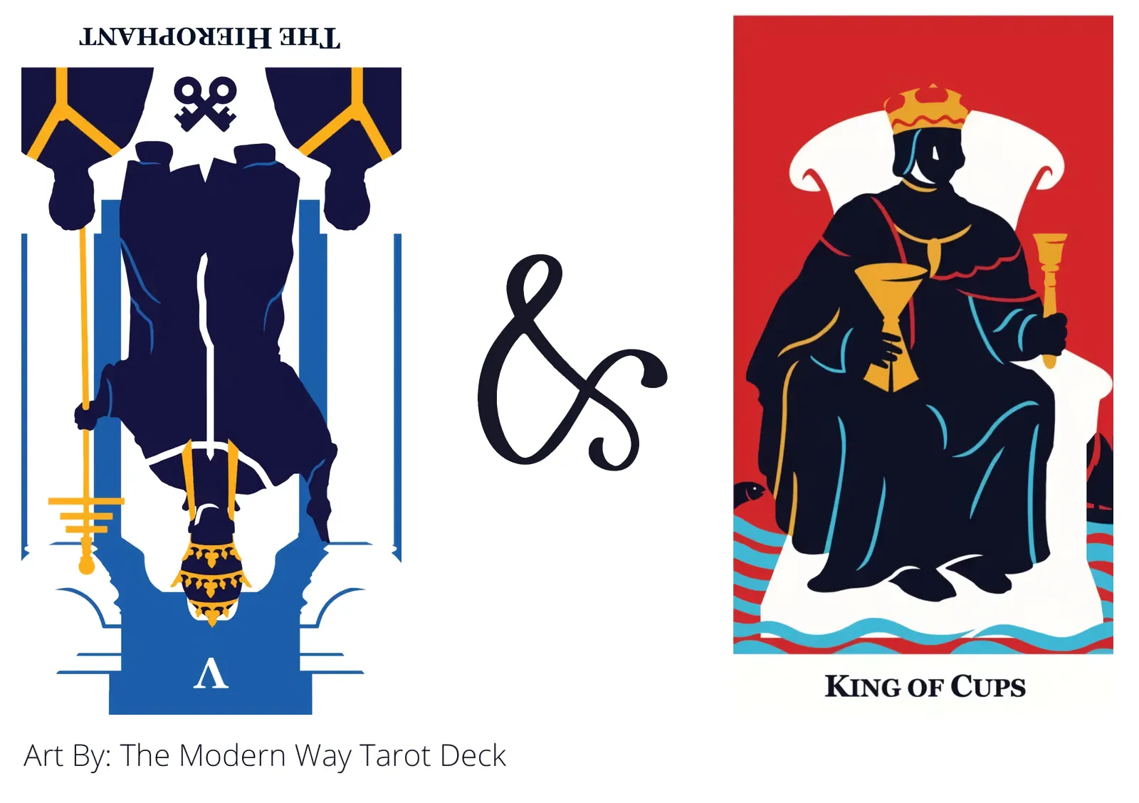 the hierophant reversed and king of cups tarot cards together