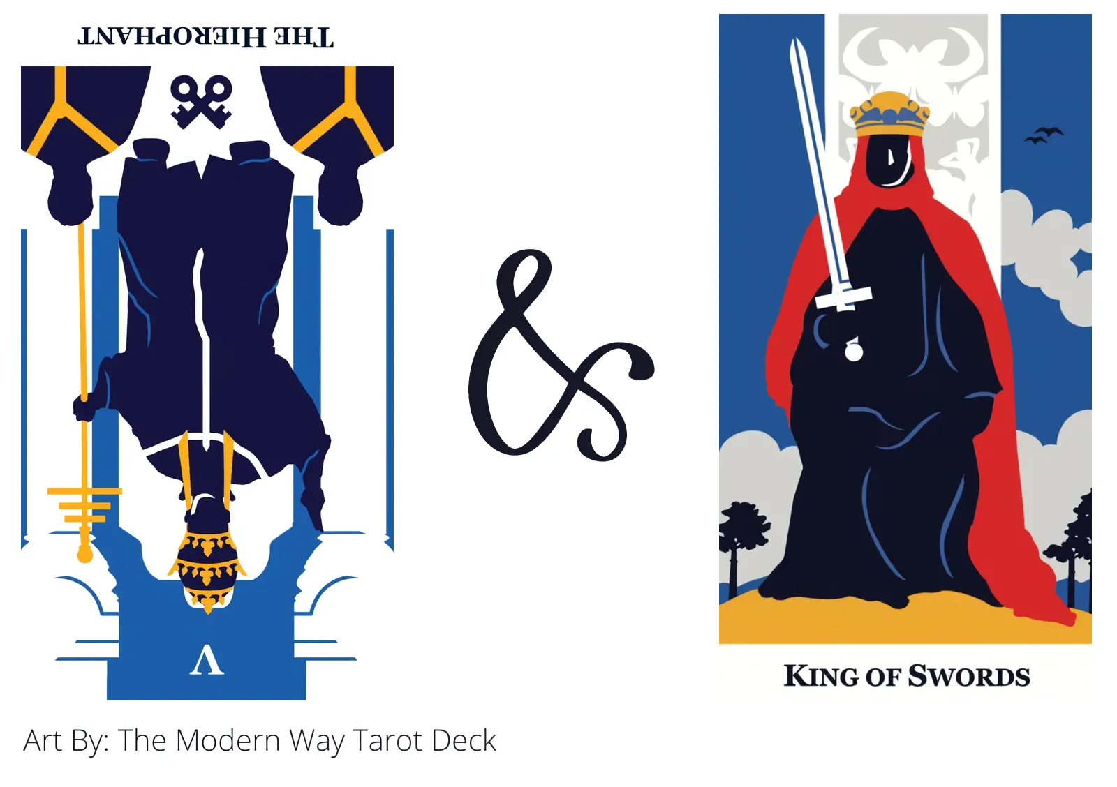 the hierophant reversed and king of swords tarot cards together