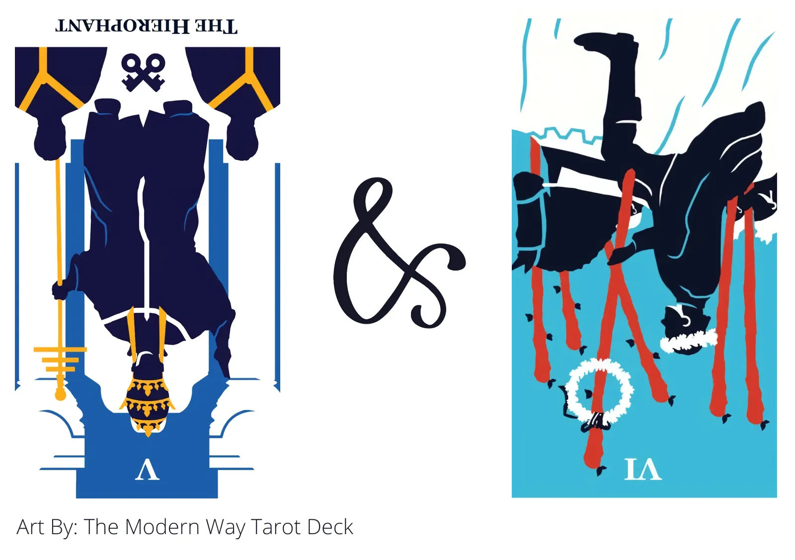 the hierophant reversed and six of wands reversed tarot cards together