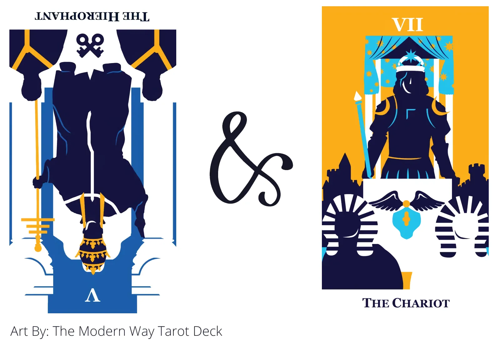 the hierophant reversed and the chariot tarot cards together