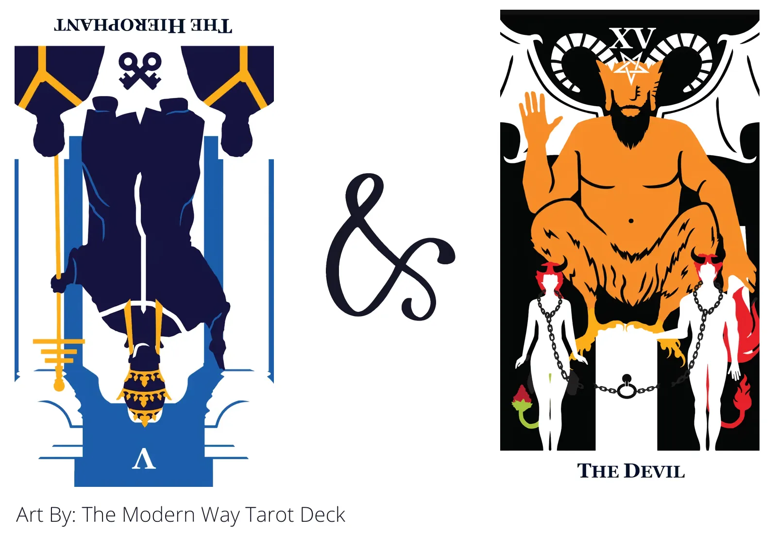 the hierophant reversed and the devil tarot cards together