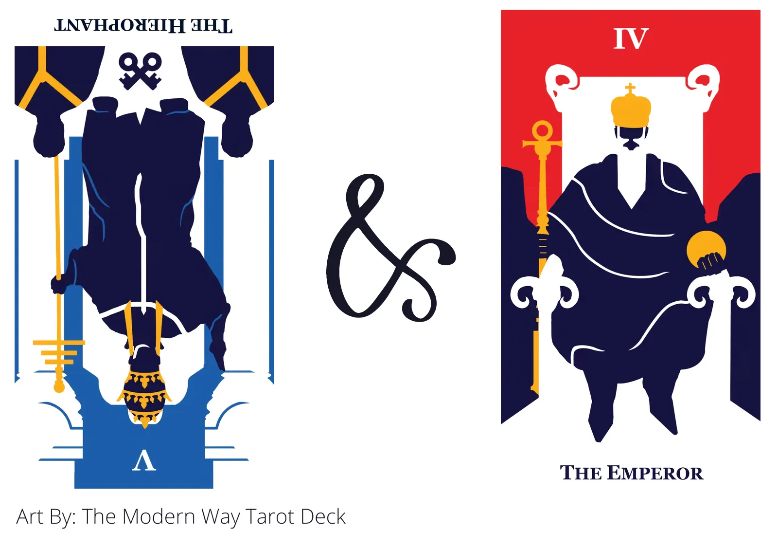 the hierophant reversed and the emperor tarot cards together