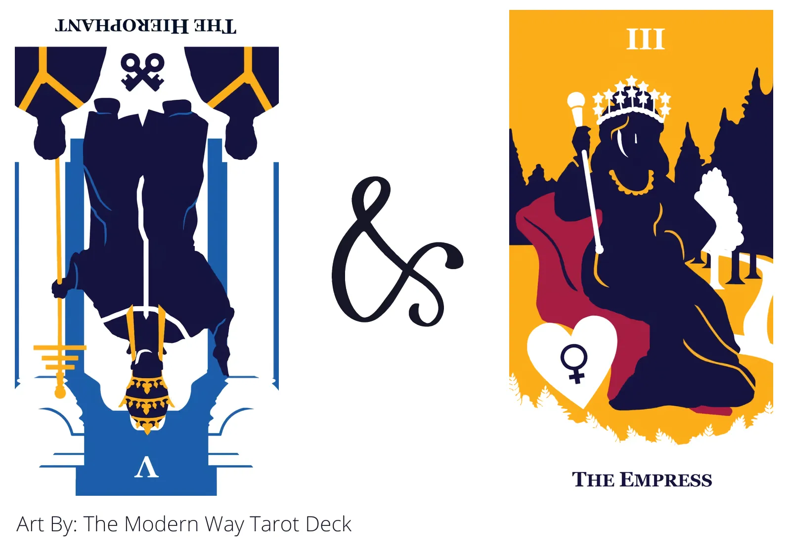 the hierophant reversed and the empress tarot cards together