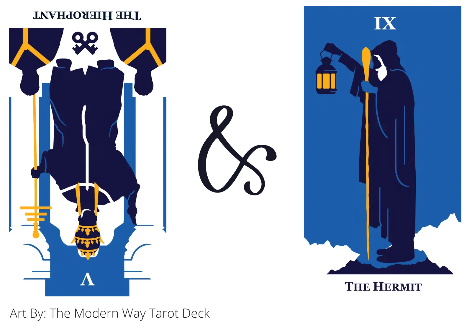 the hierophant reversed and the hermit tarot cards together