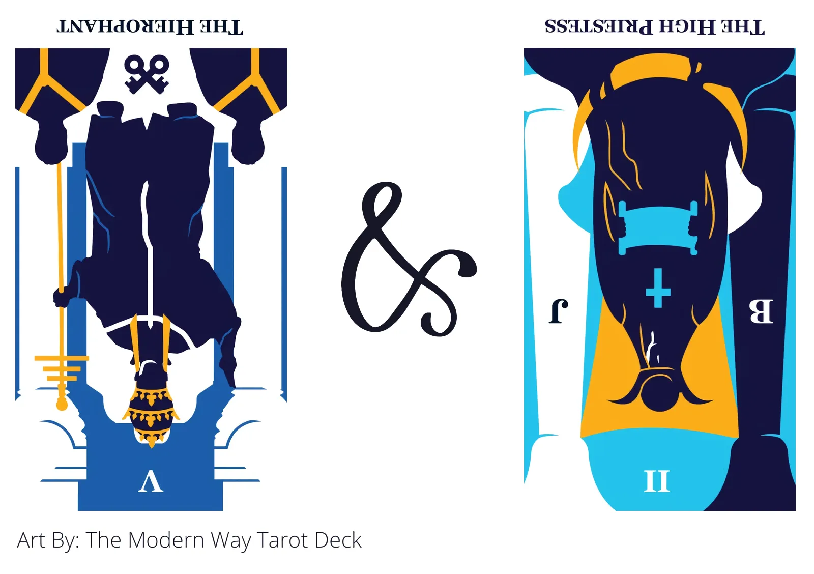 the hierophant reversed and the high priestess reversed tarot cards together