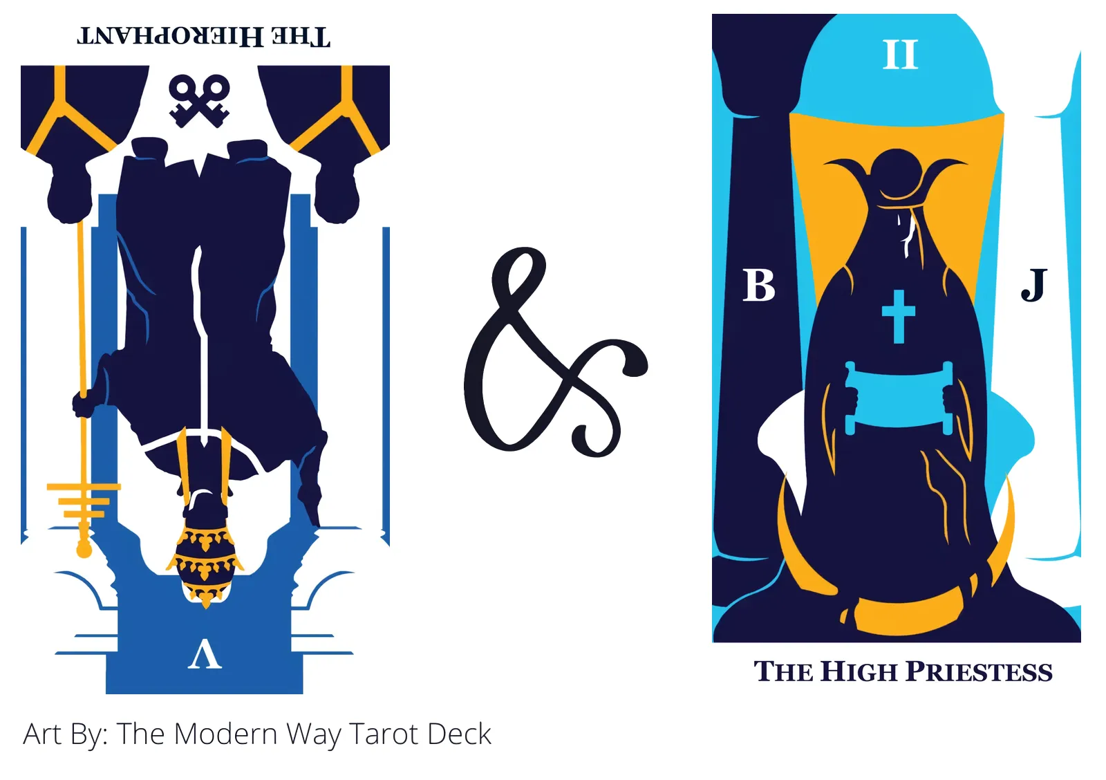 the hierophant reversed and the high priestess tarot cards together