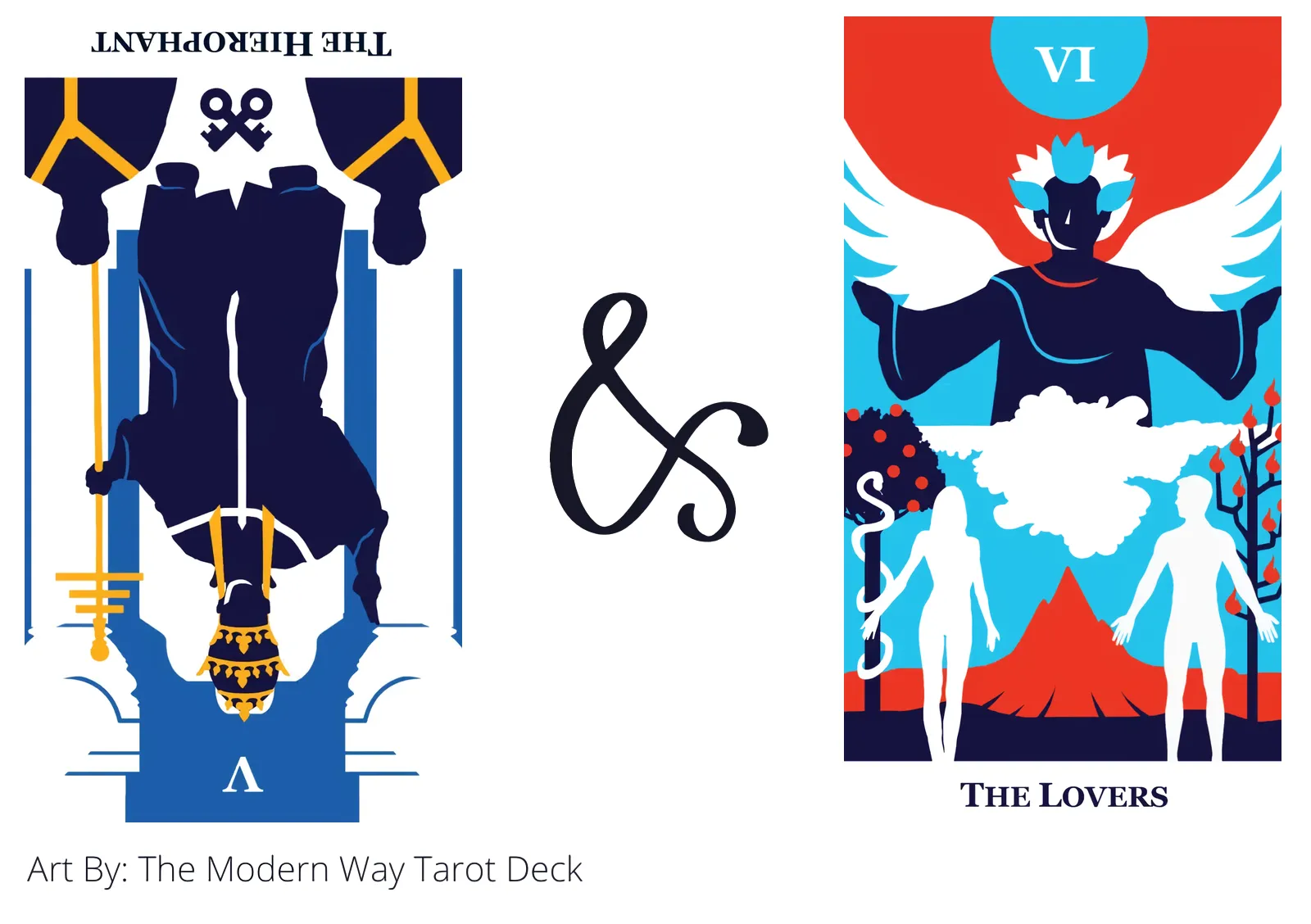 the hierophant reversed and the lovers tarot cards together