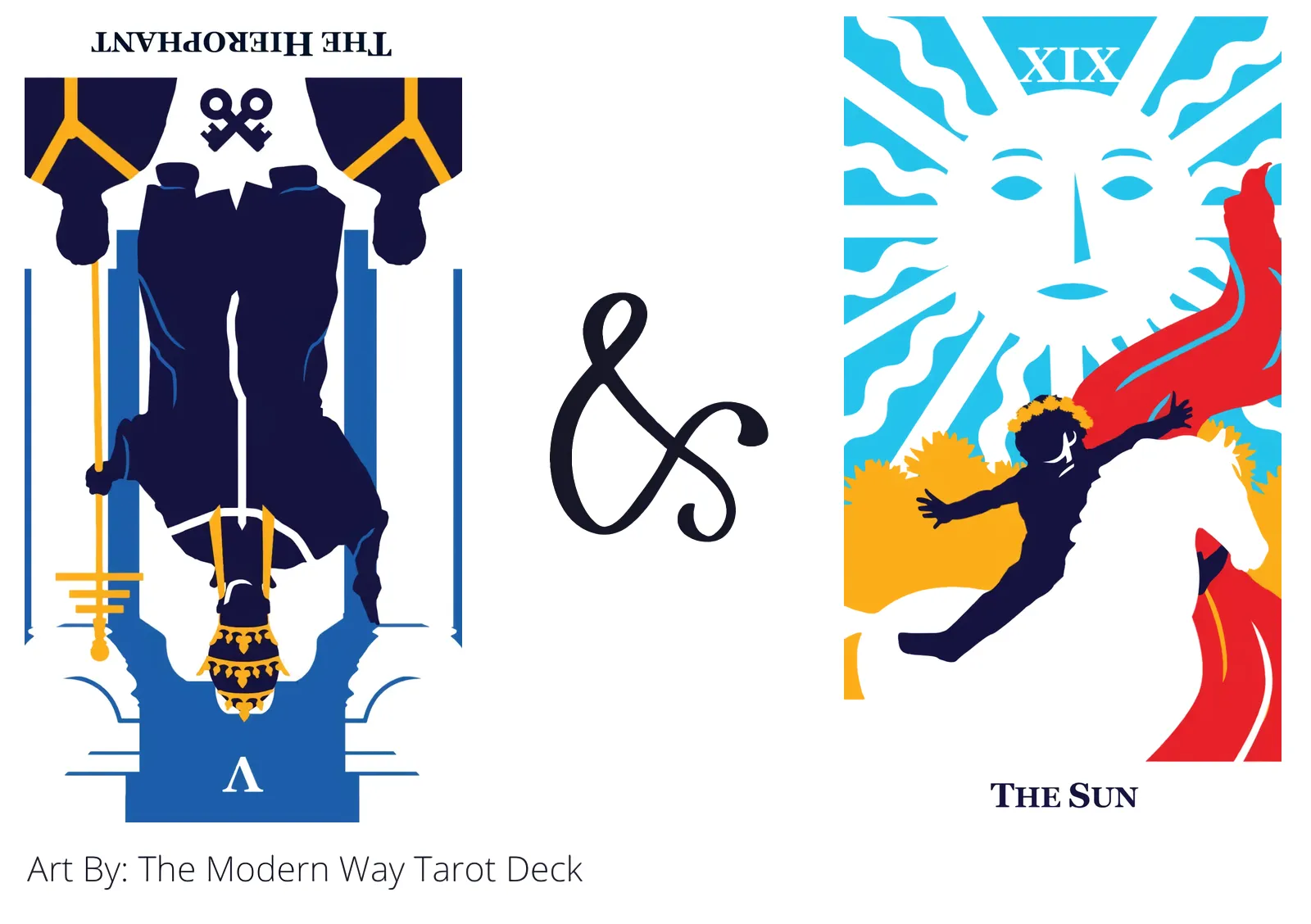the hierophant reversed and the sun tarot cards together