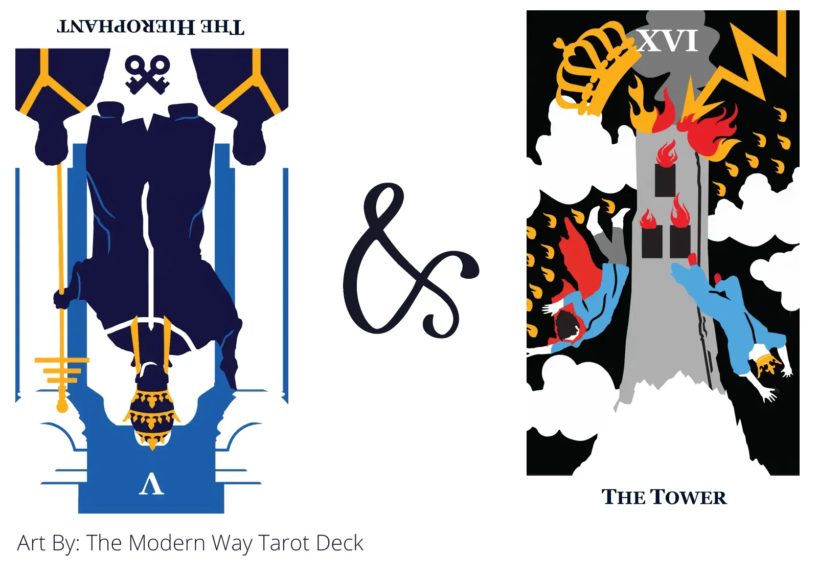 the hierophant reversed and the tower tarot cards together