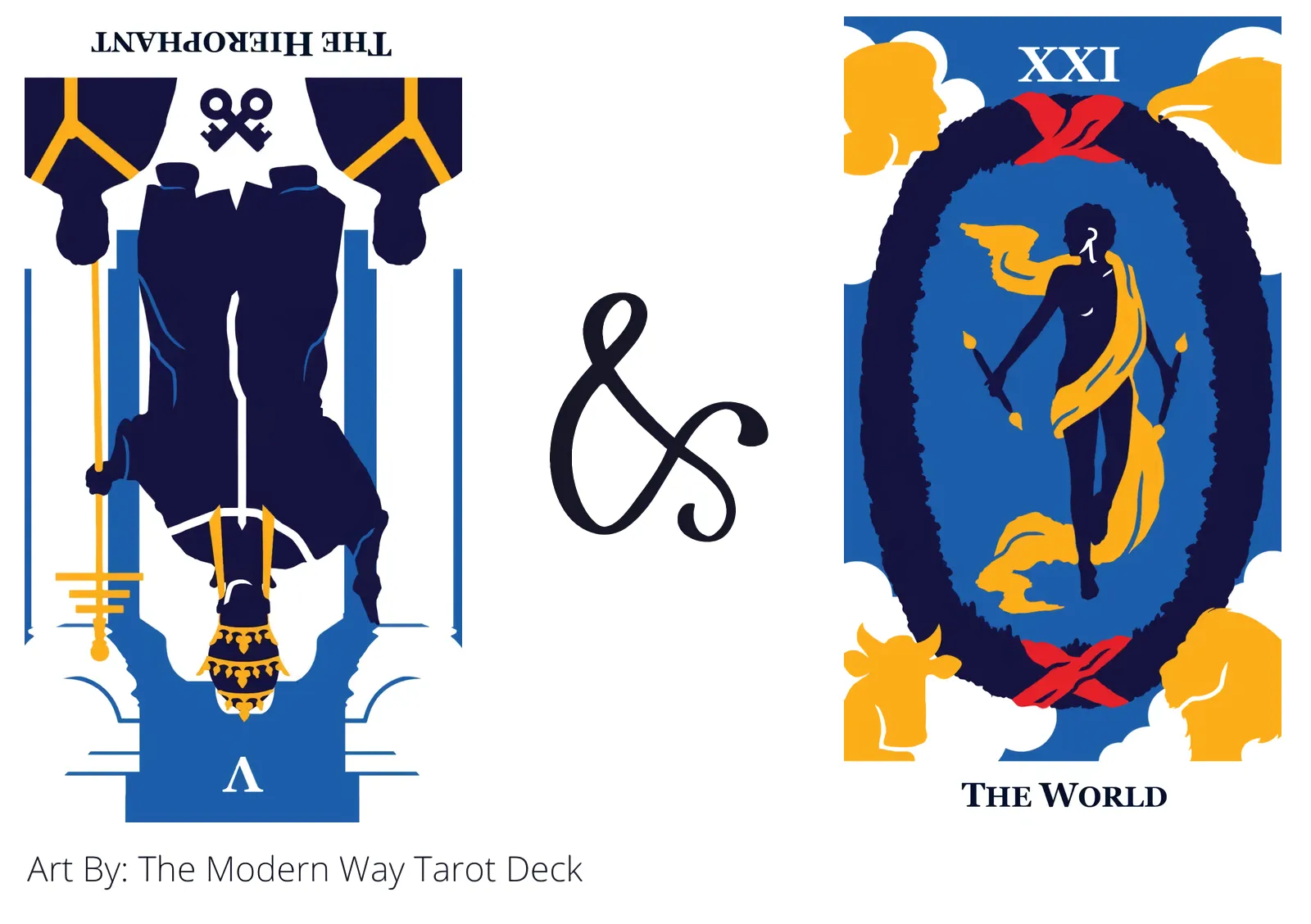 the hierophant reversed and the world tarot cards together