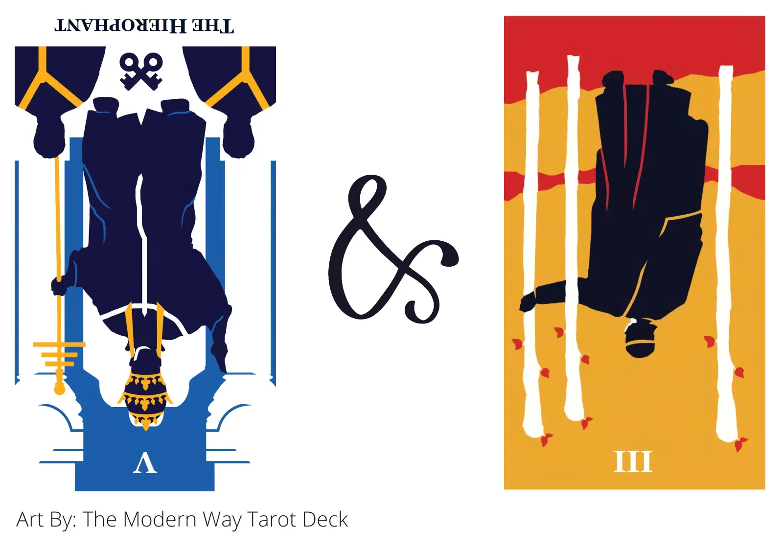 the hierophant reversed and three of wands reversed tarot cards together
