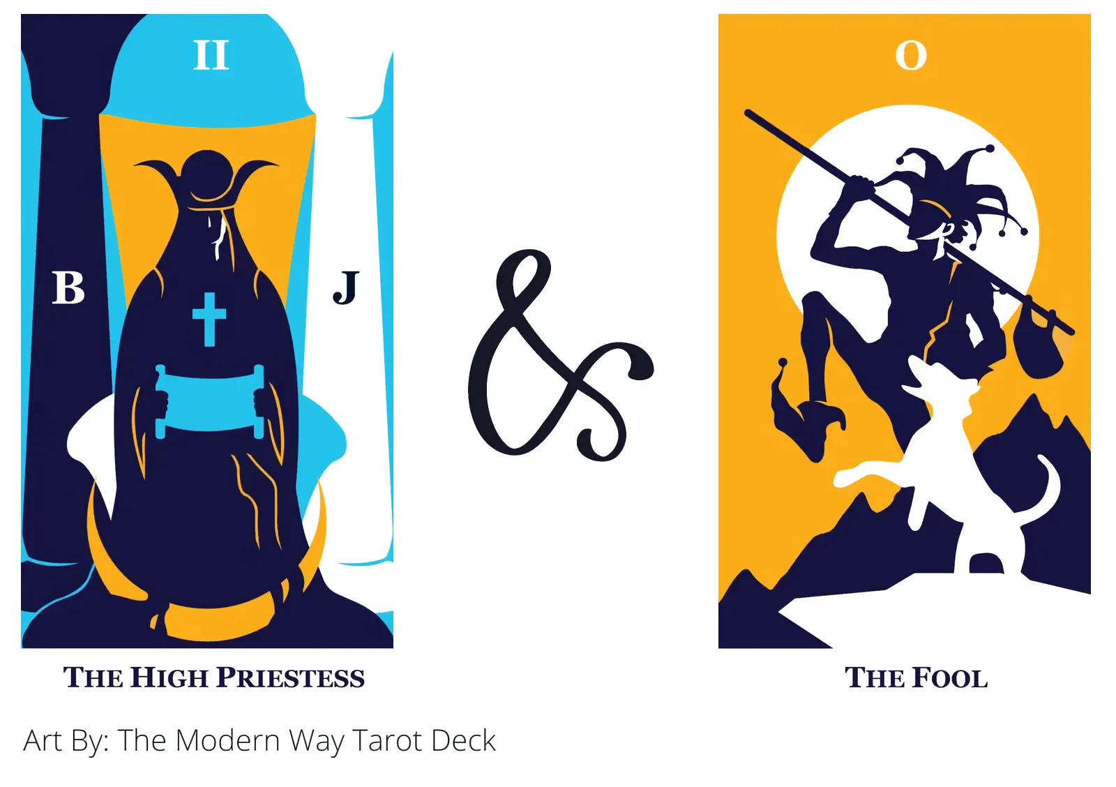 the high priestess and the fool tarot cards together