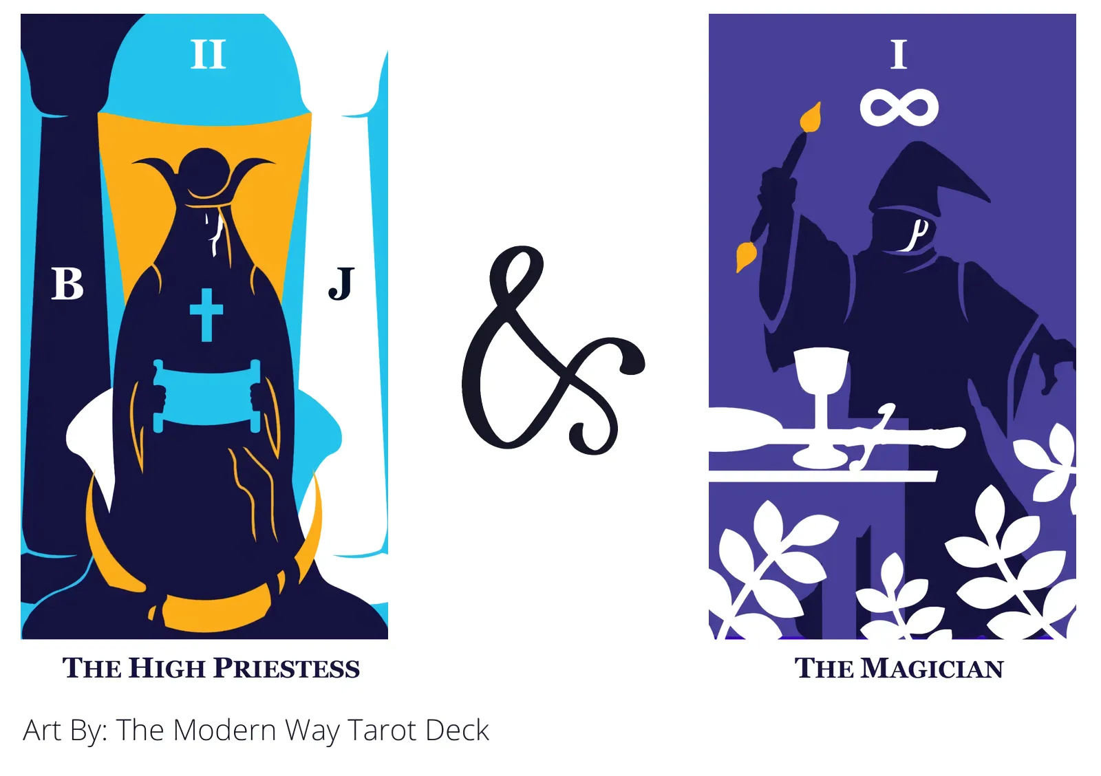 the high priestess and the magician tarot cards together