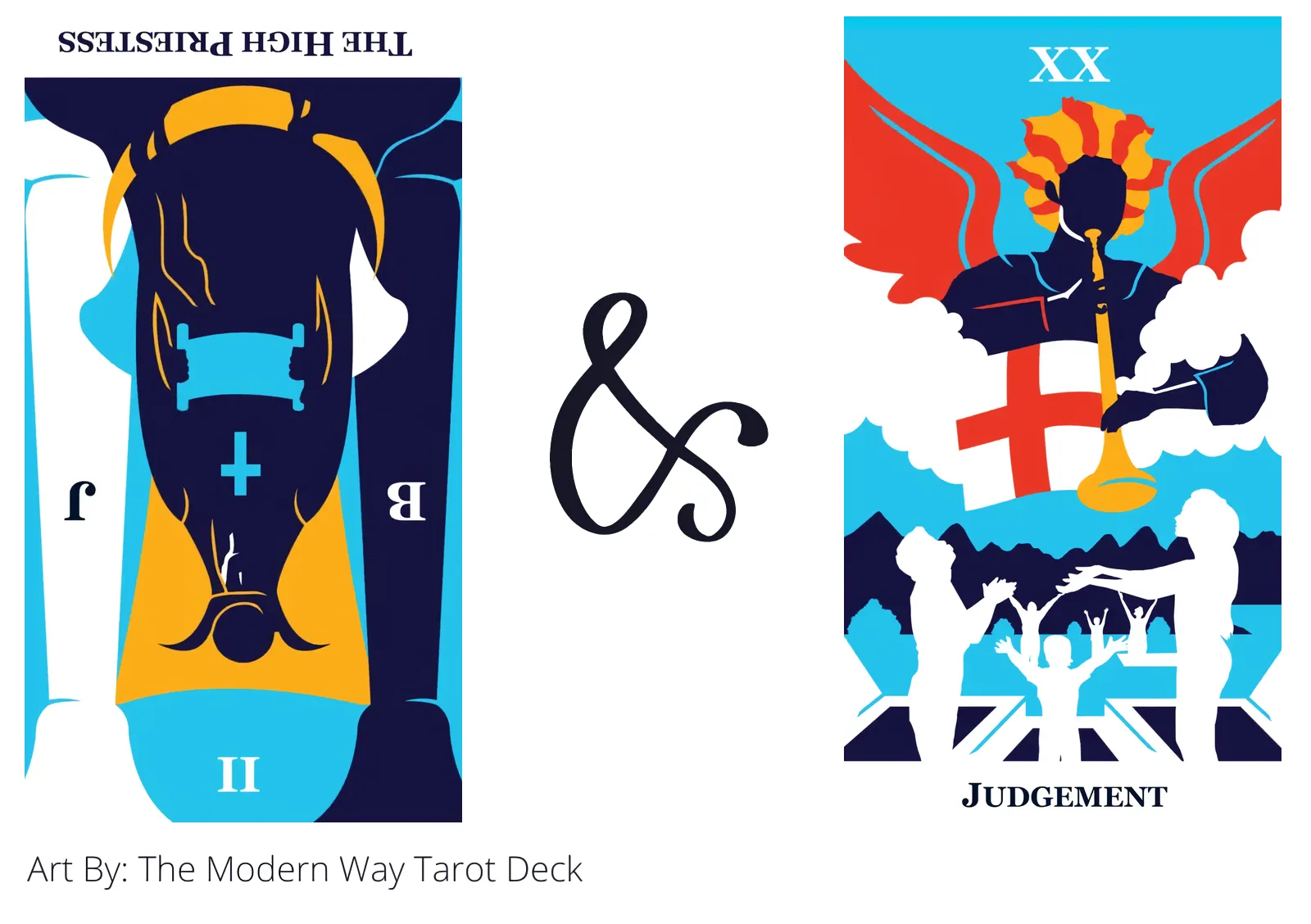 the high priestess reversed and judgement tarot cards together