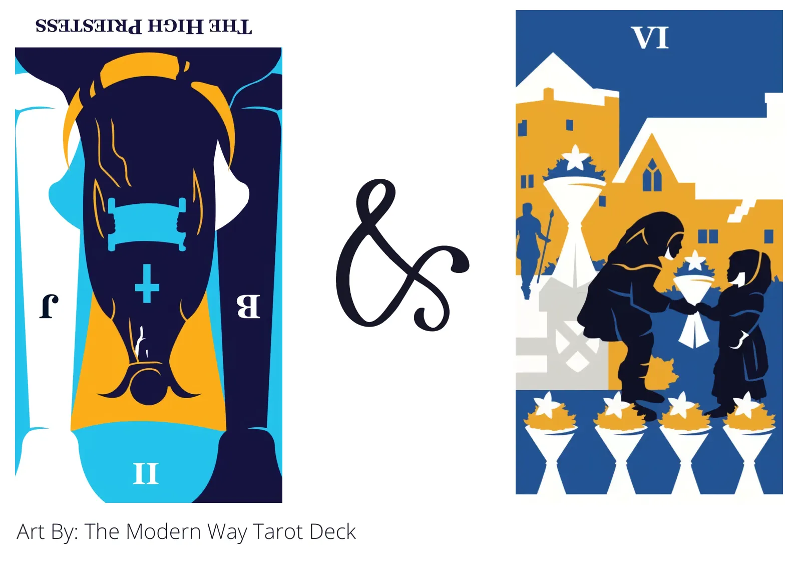 the high priestess reversed and six of cups tarot cards together