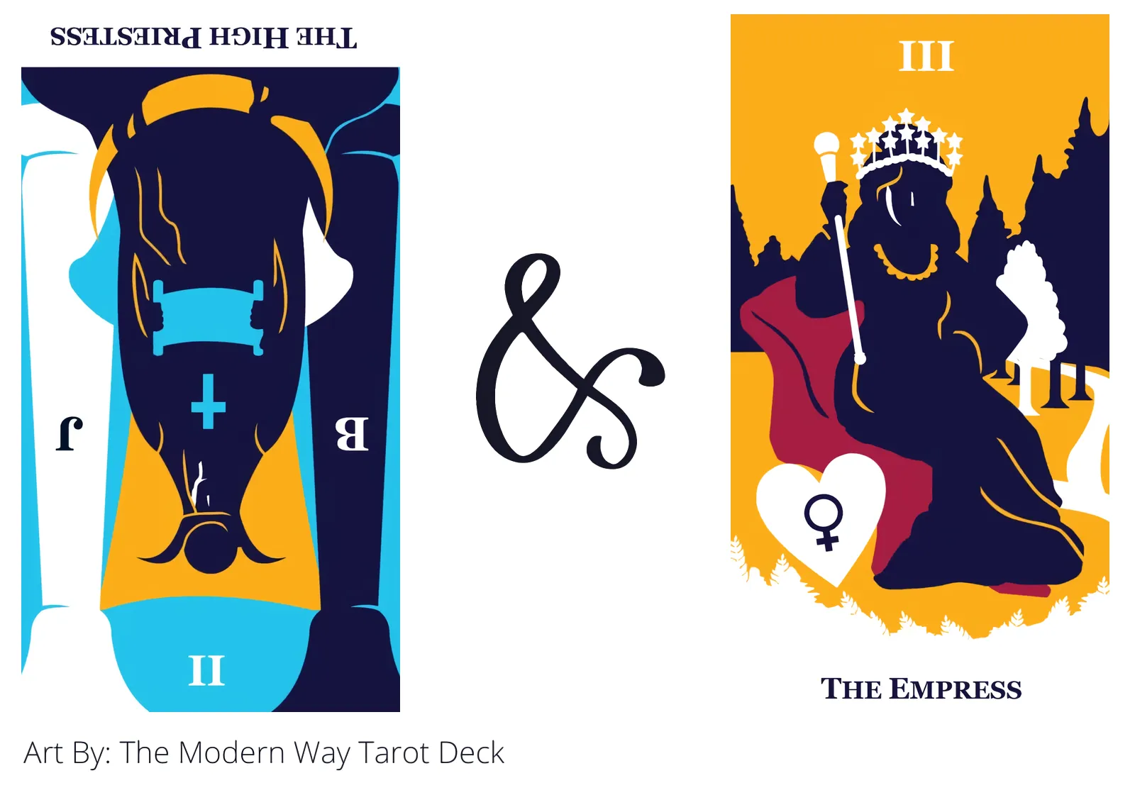 the high priestess reversed and the empress tarot cards together