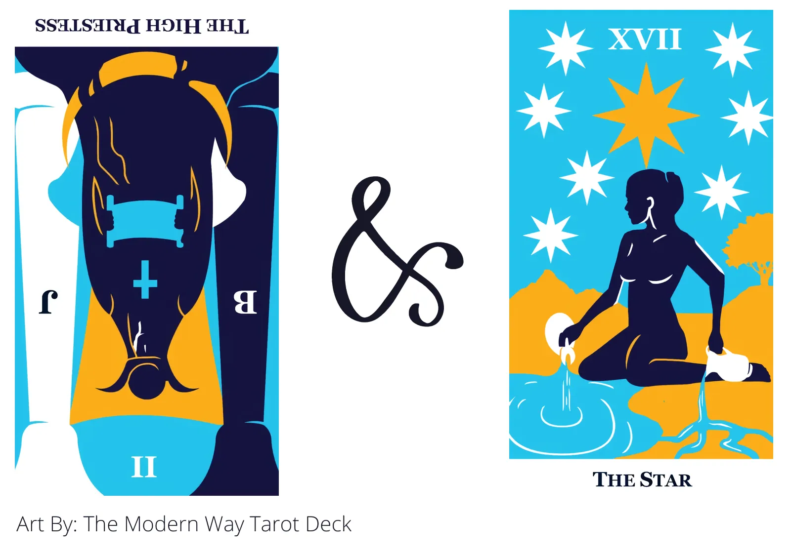 the high priestess reversed and the star tarot cards together