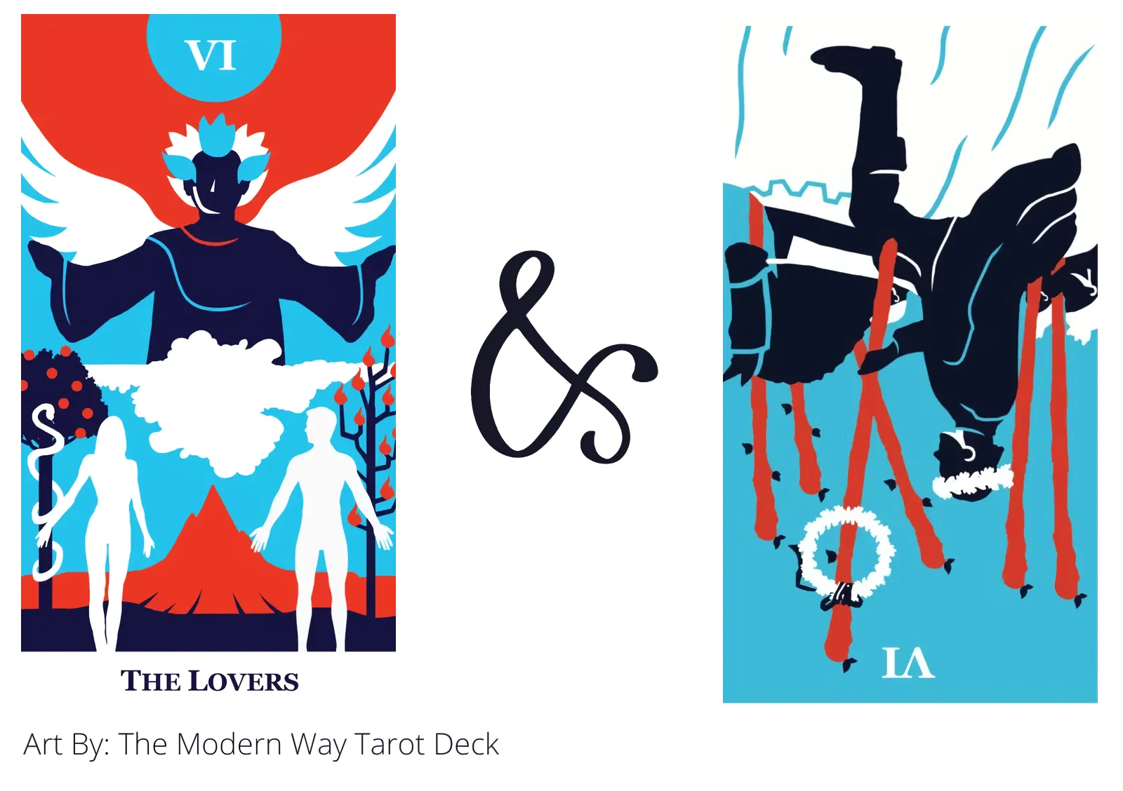 the lovers and six of wands reversed tarot cards together