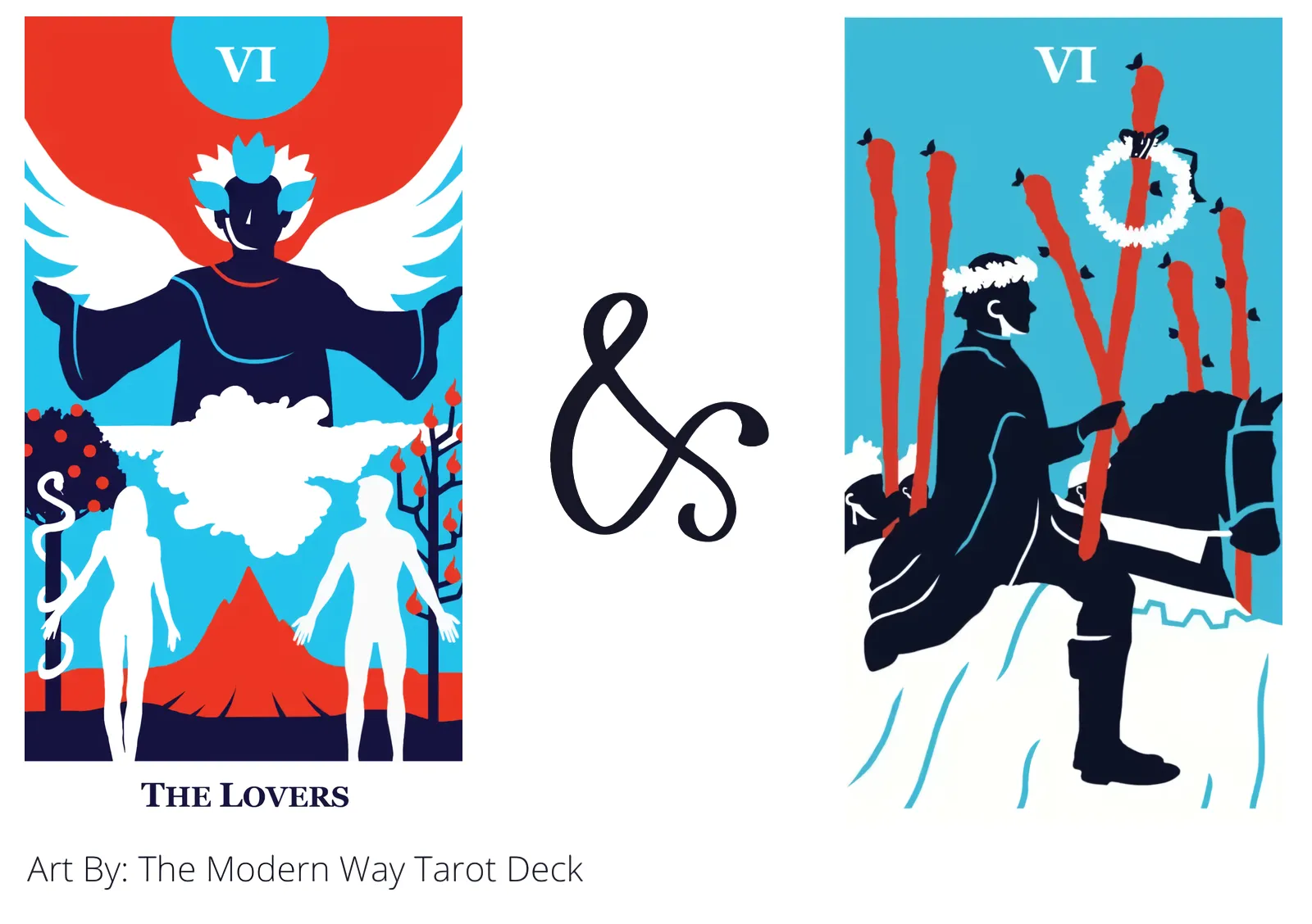 the lovers and six of wands tarot cards together