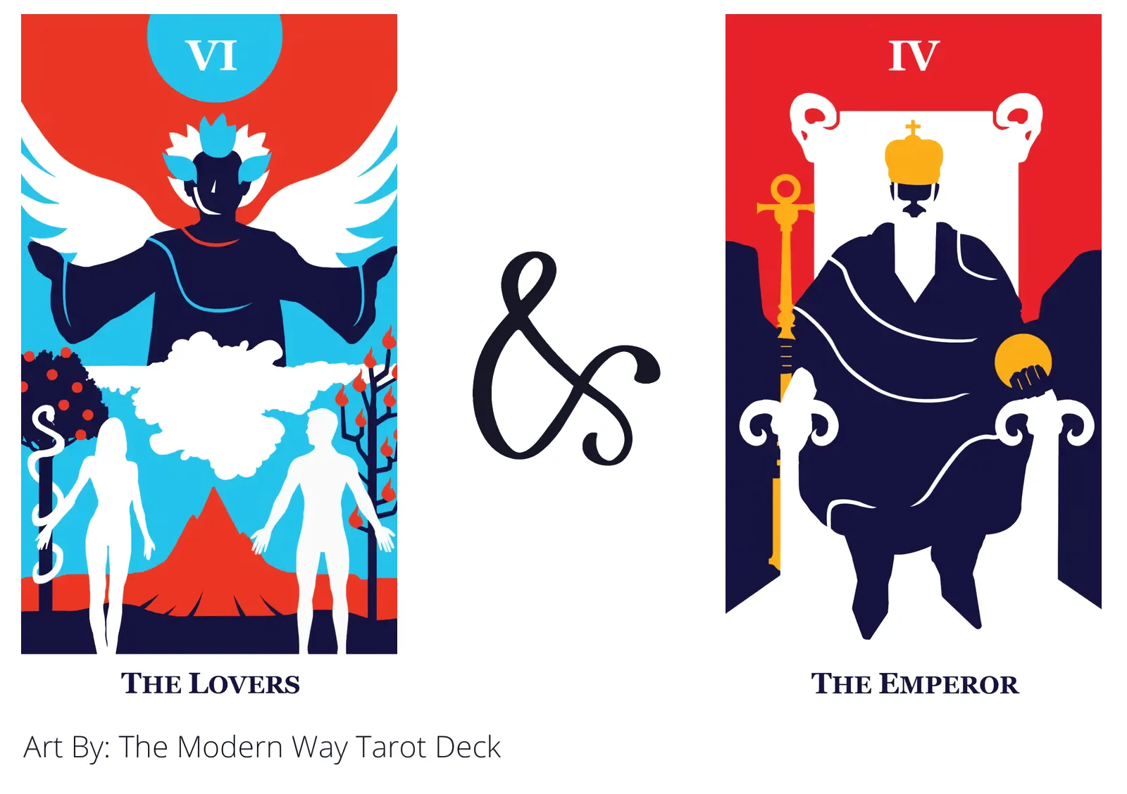 the lovers and the emperor tarot cards together