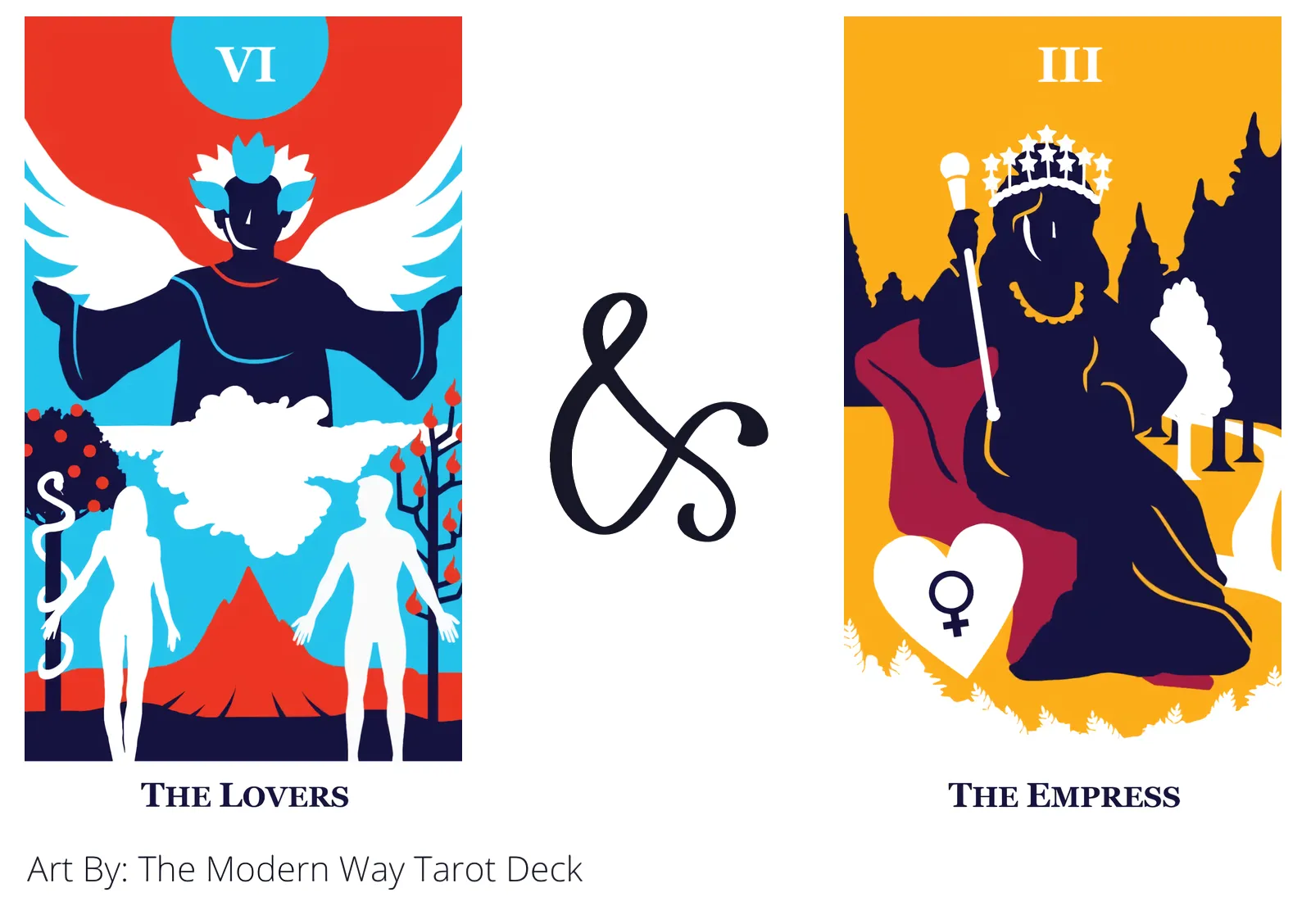 the lovers and the empress tarot cards together