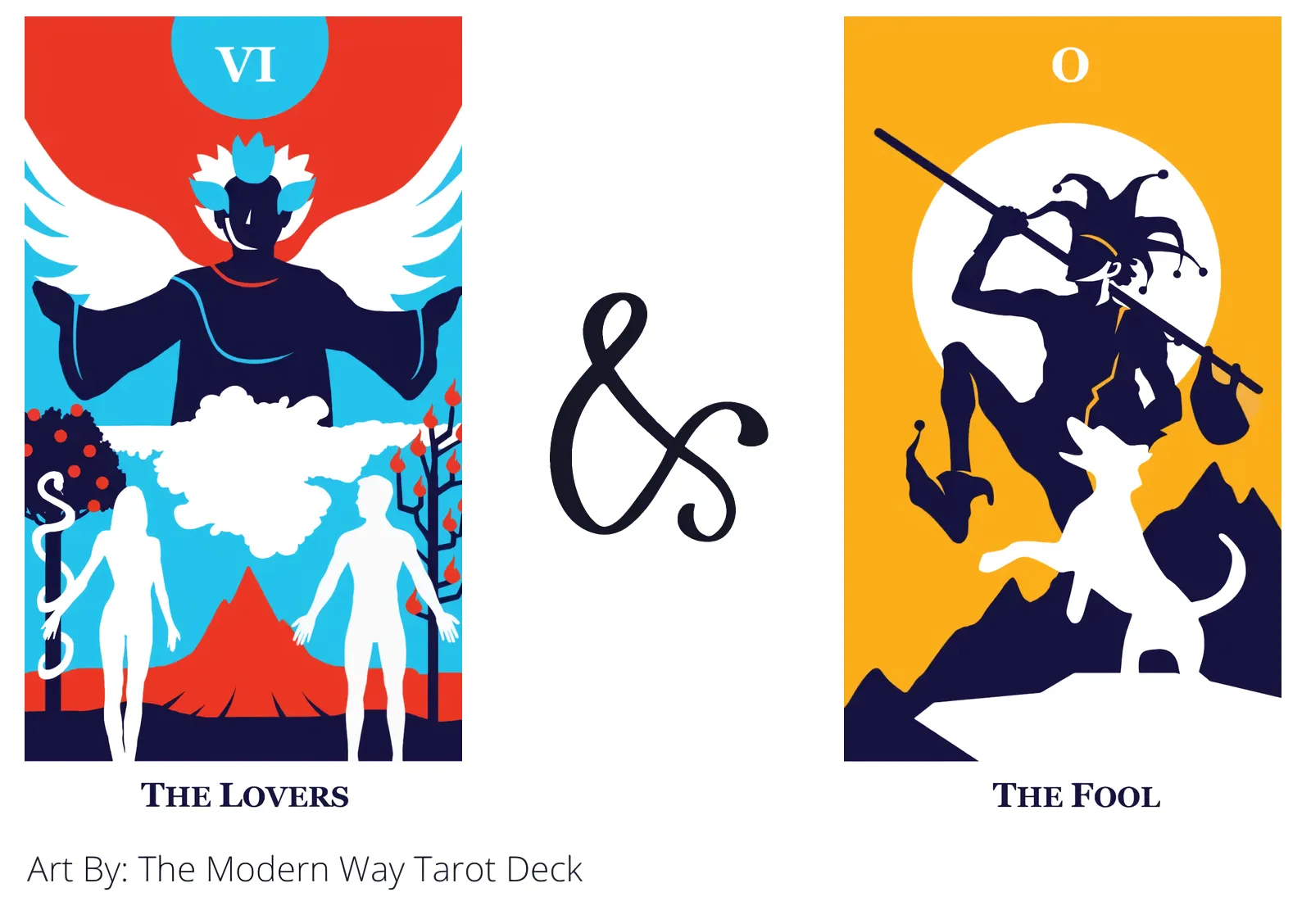 the lovers and the fool tarot cards together