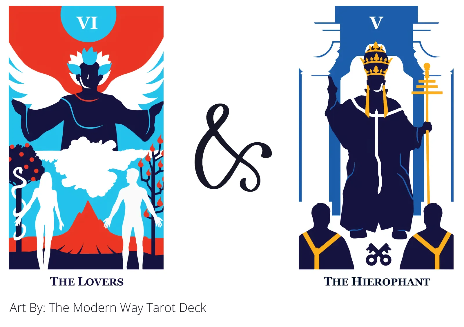 the lovers and the hierophant tarot cards together